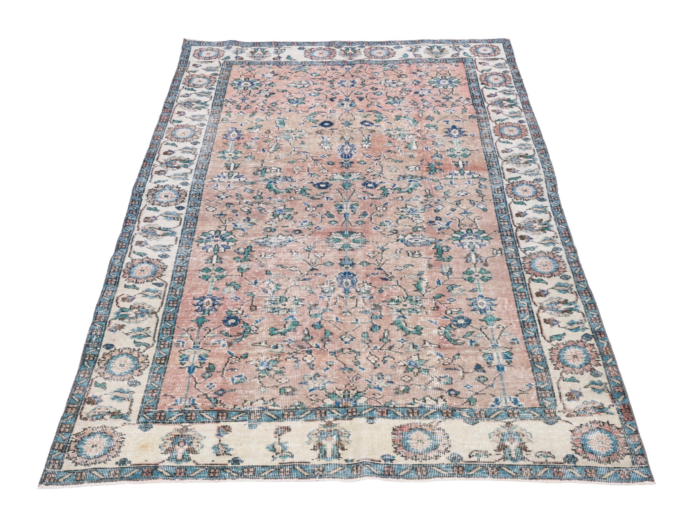 Turkish Isparta area rug in terracotta and cream, view 2 of 10