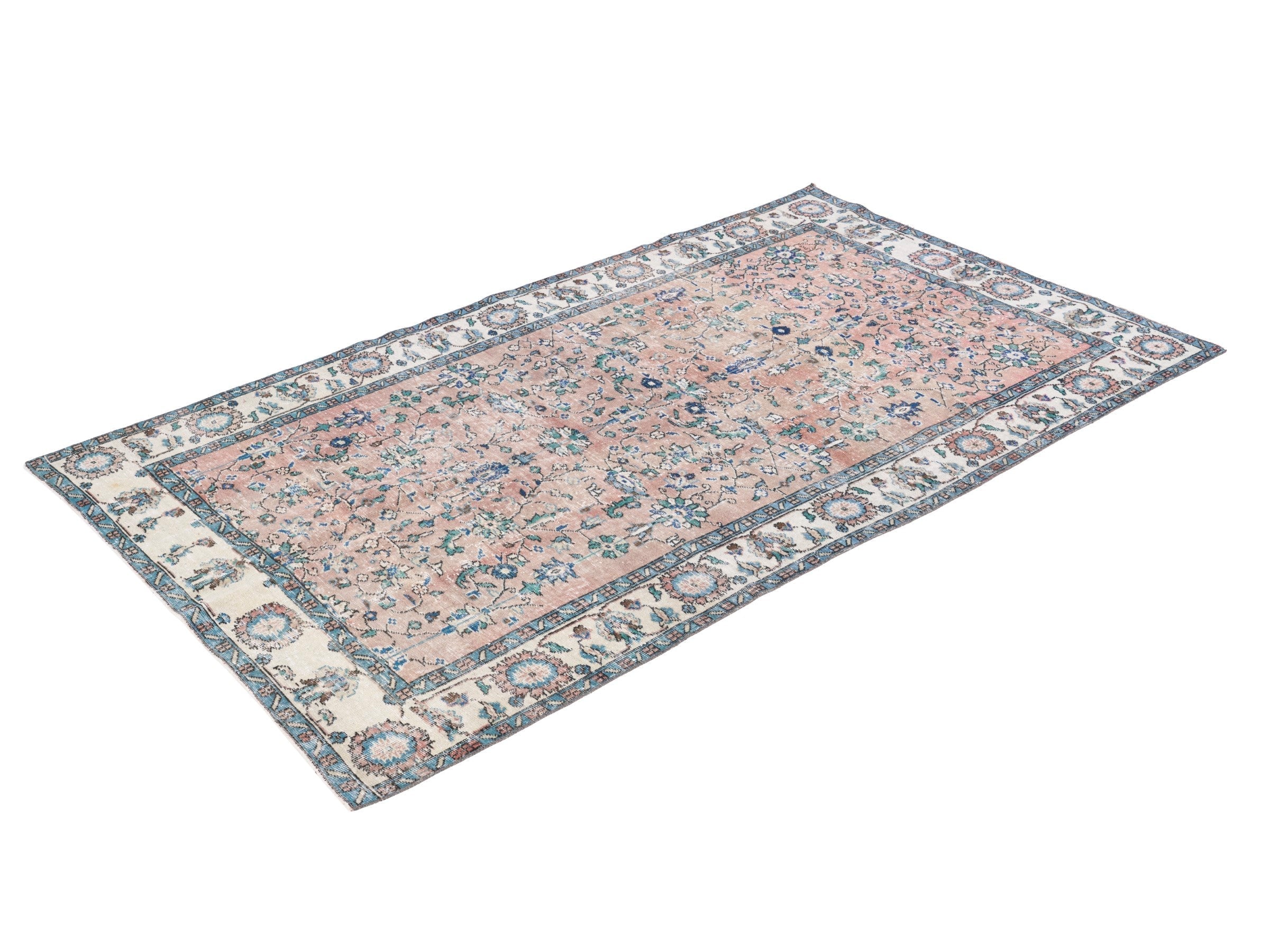 Turkish Isparta area rug in terracotta and cream, view 3 of 10
