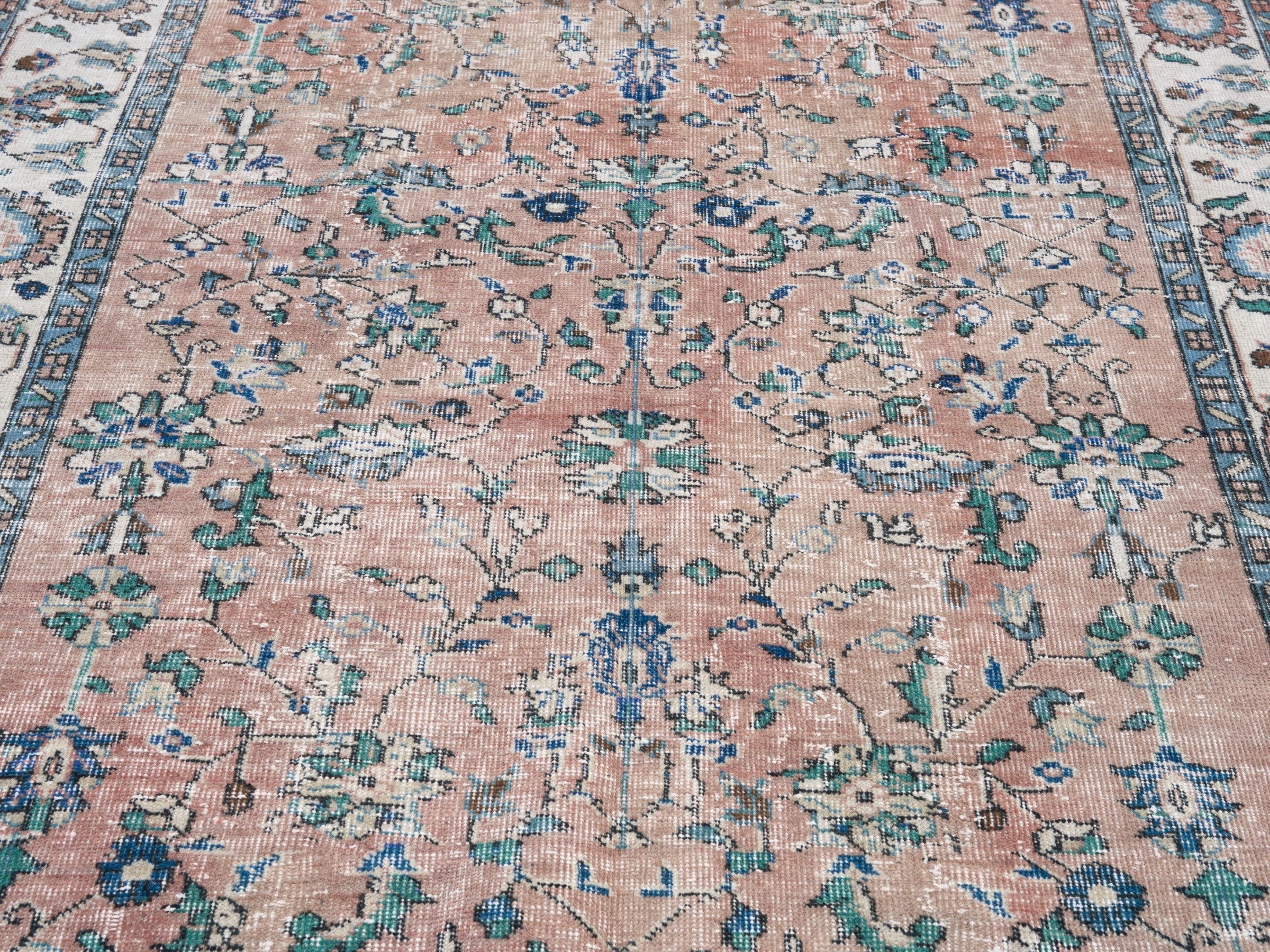 Turkish Isparta area rug in terracotta and cream, view 4 of 10