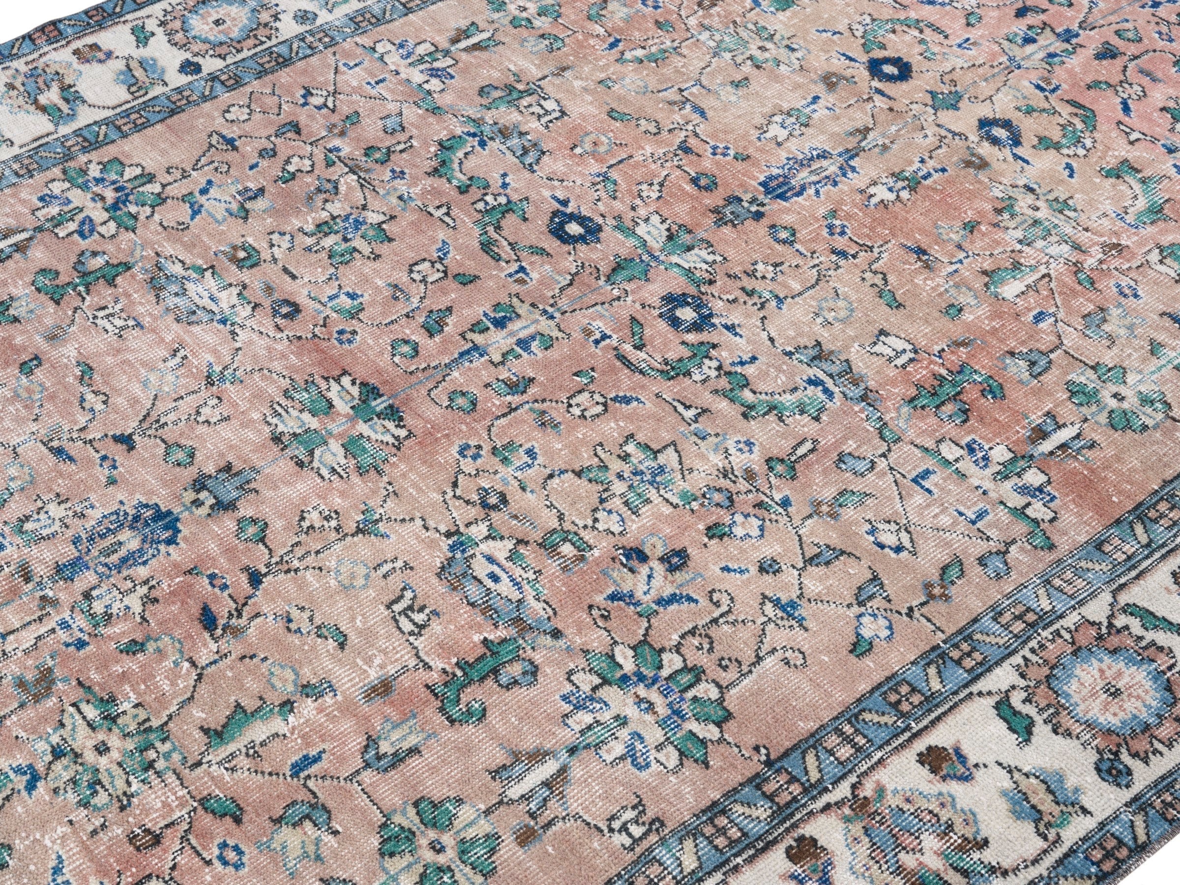 Turkish Isparta area rug in terracotta and cream, view 5 of 10