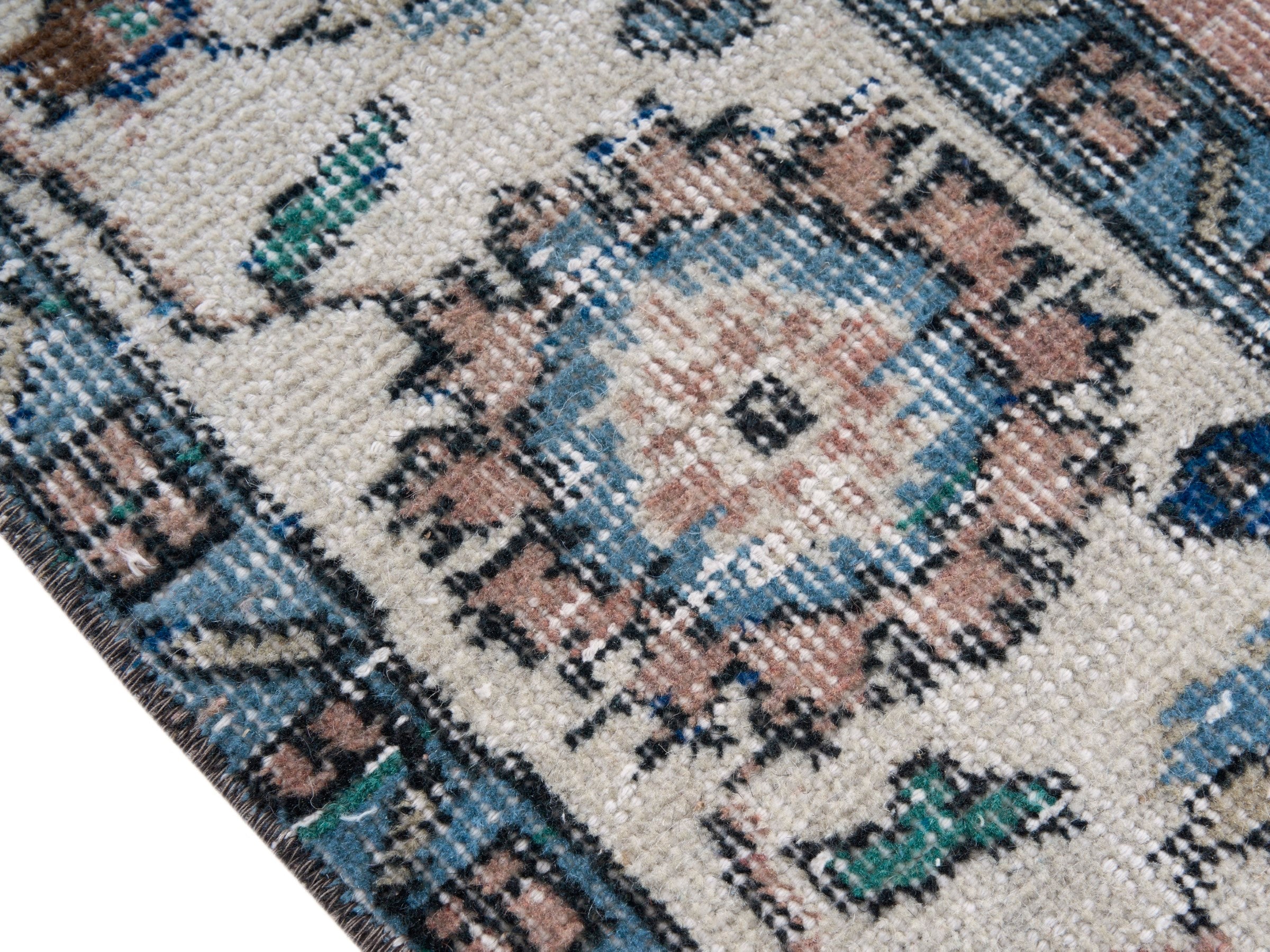 Turkish Isparta area rug in terracotta and cream, view 6 of 10
