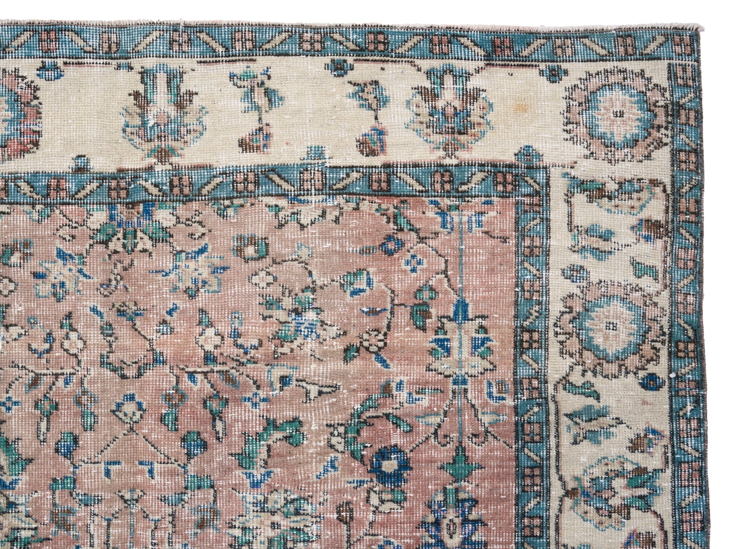 Turkish Isparta area rug in terracotta and cream, view 8 of 10