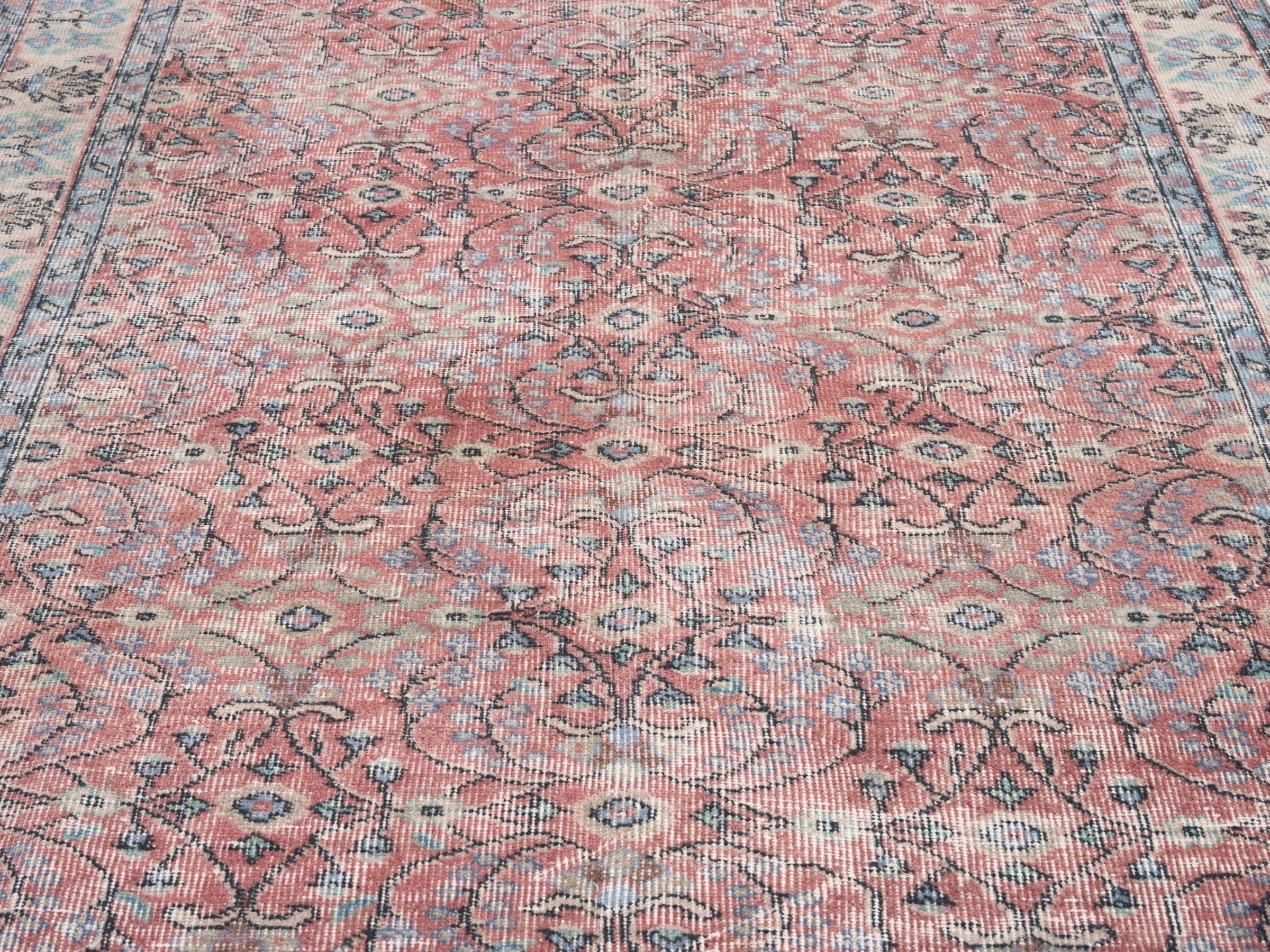 Turkish Isparta area rug in rust and cream, view 4 of 10