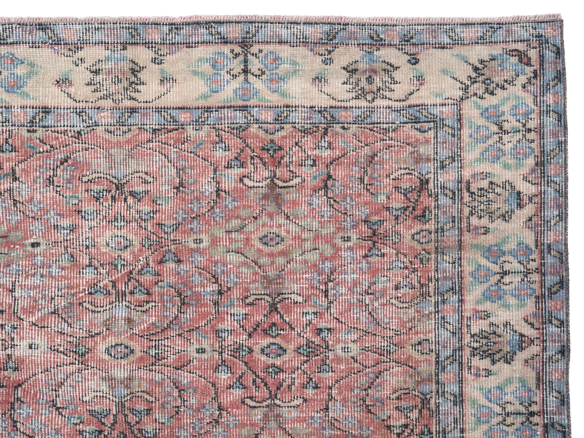 Turkish Isparta area rug in rust and cream, view 8 of 10