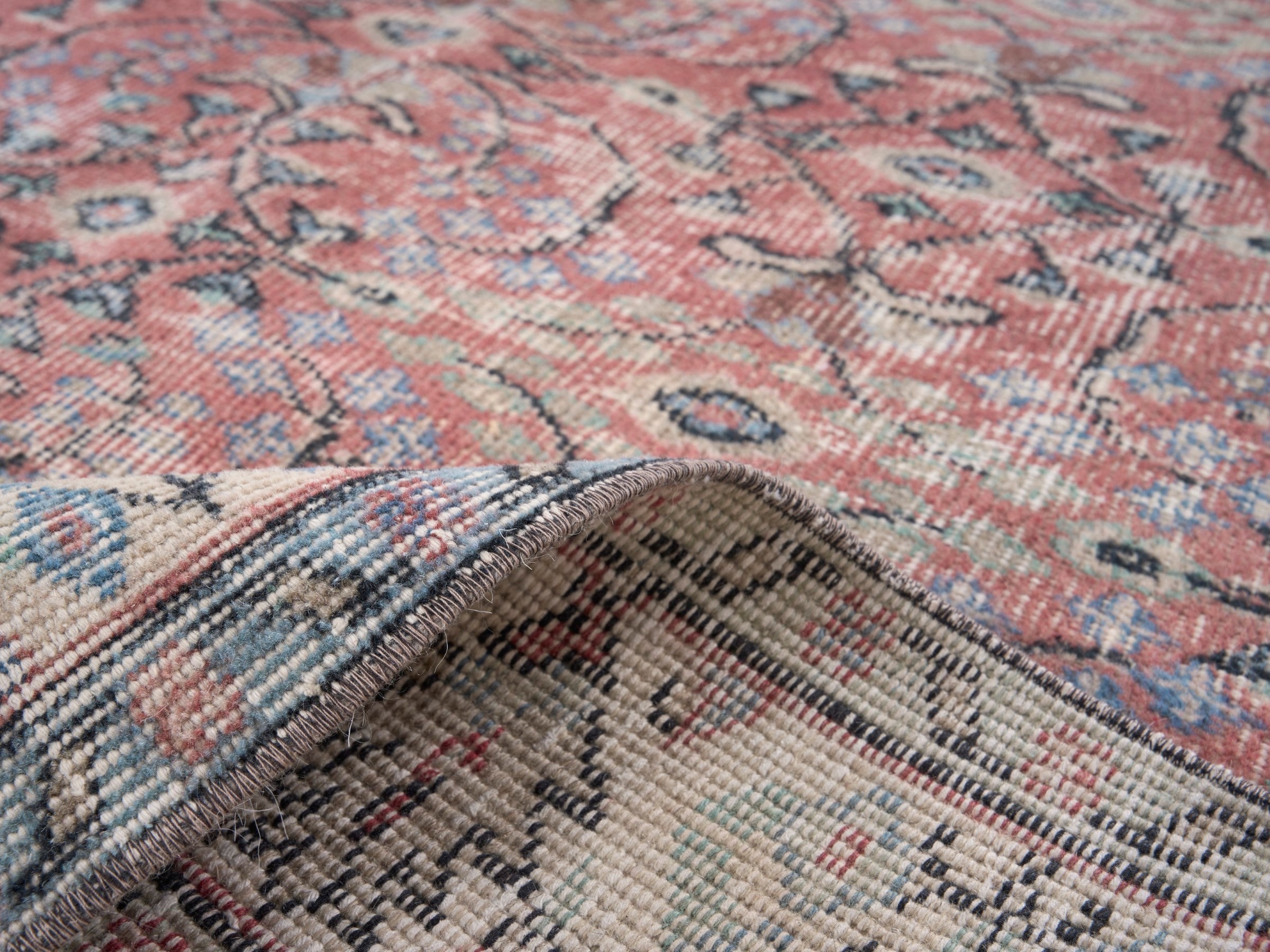 Turkish Isparta area rug in rust and cream, view 9 of 10