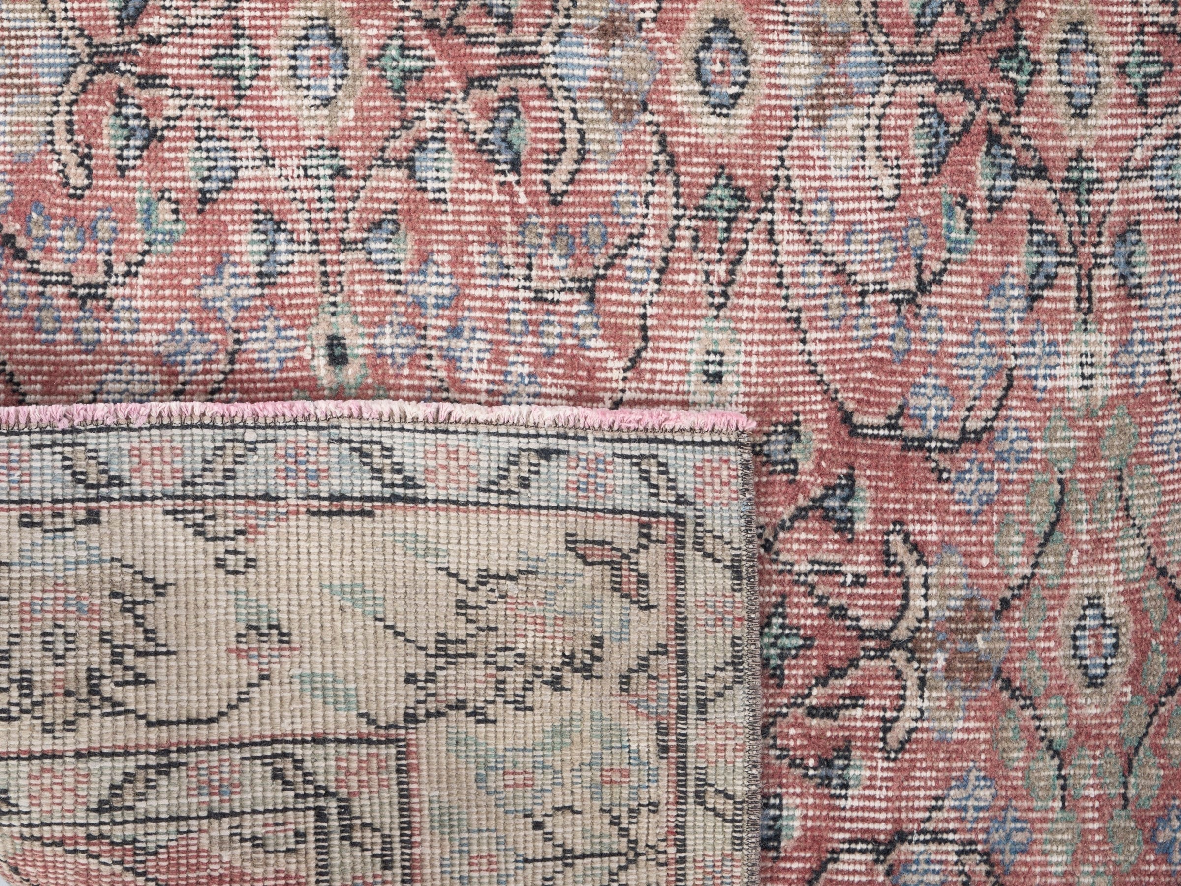 Turkish Isparta area rug in rust and cream, view 10 of 10