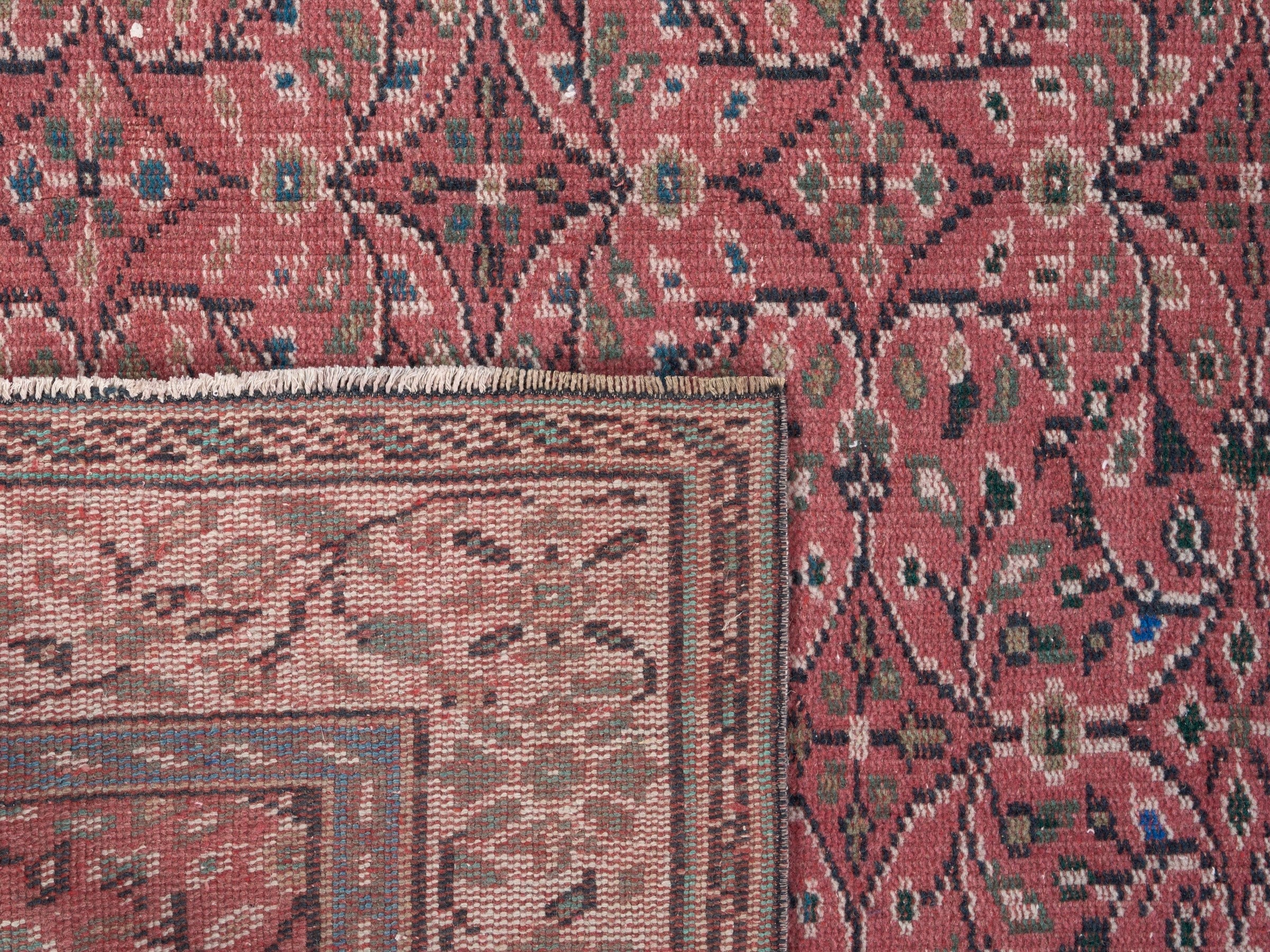 Turkish Manisa area rug in rust and muted pink, view 10 of 10