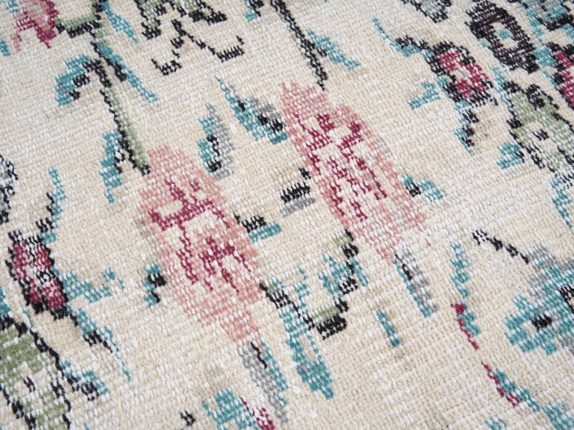 Turkish Manisa area rug in cream and dusty rose, view 7 of 10