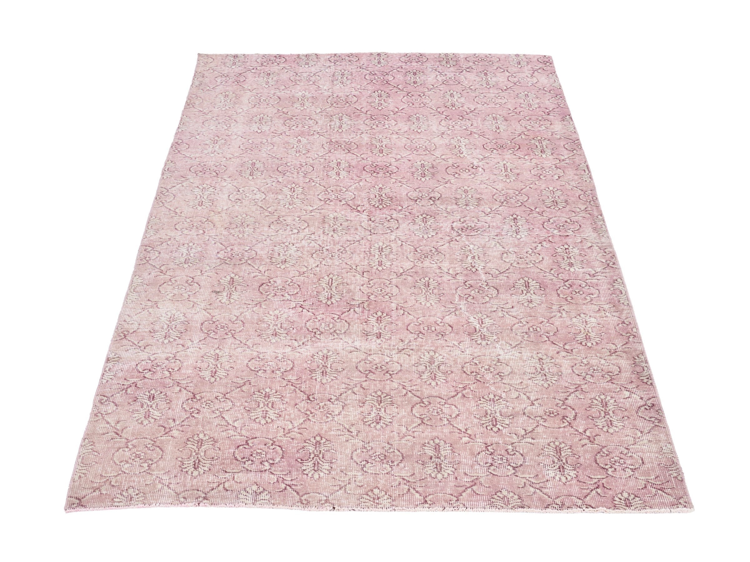 Turkish Isparta area rug in muted pink and dusty rose, view 2 of 10