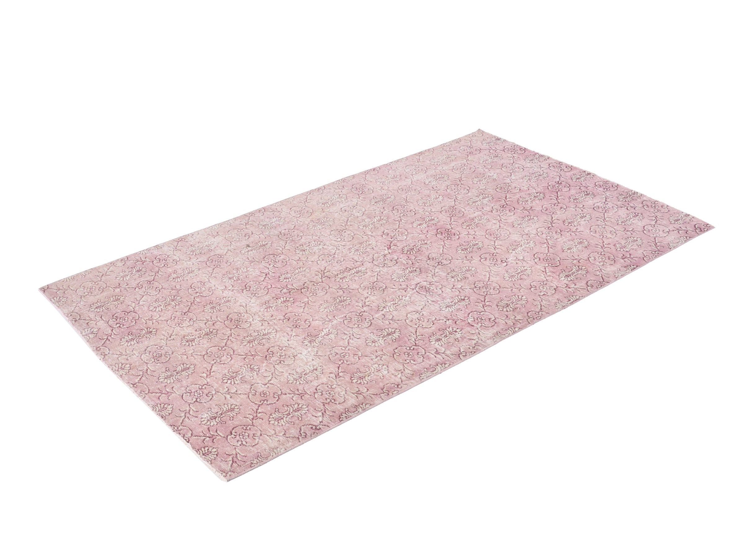 Turkish Isparta area rug in muted pink and dusty rose, view 3 of 10