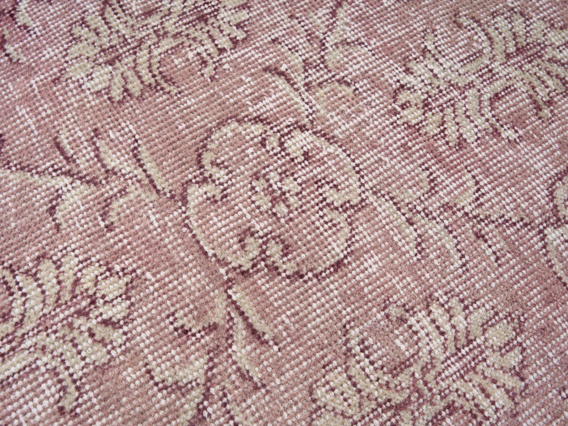 Turkish Isparta area rug in muted pink and dusty rose, view 7 of 10