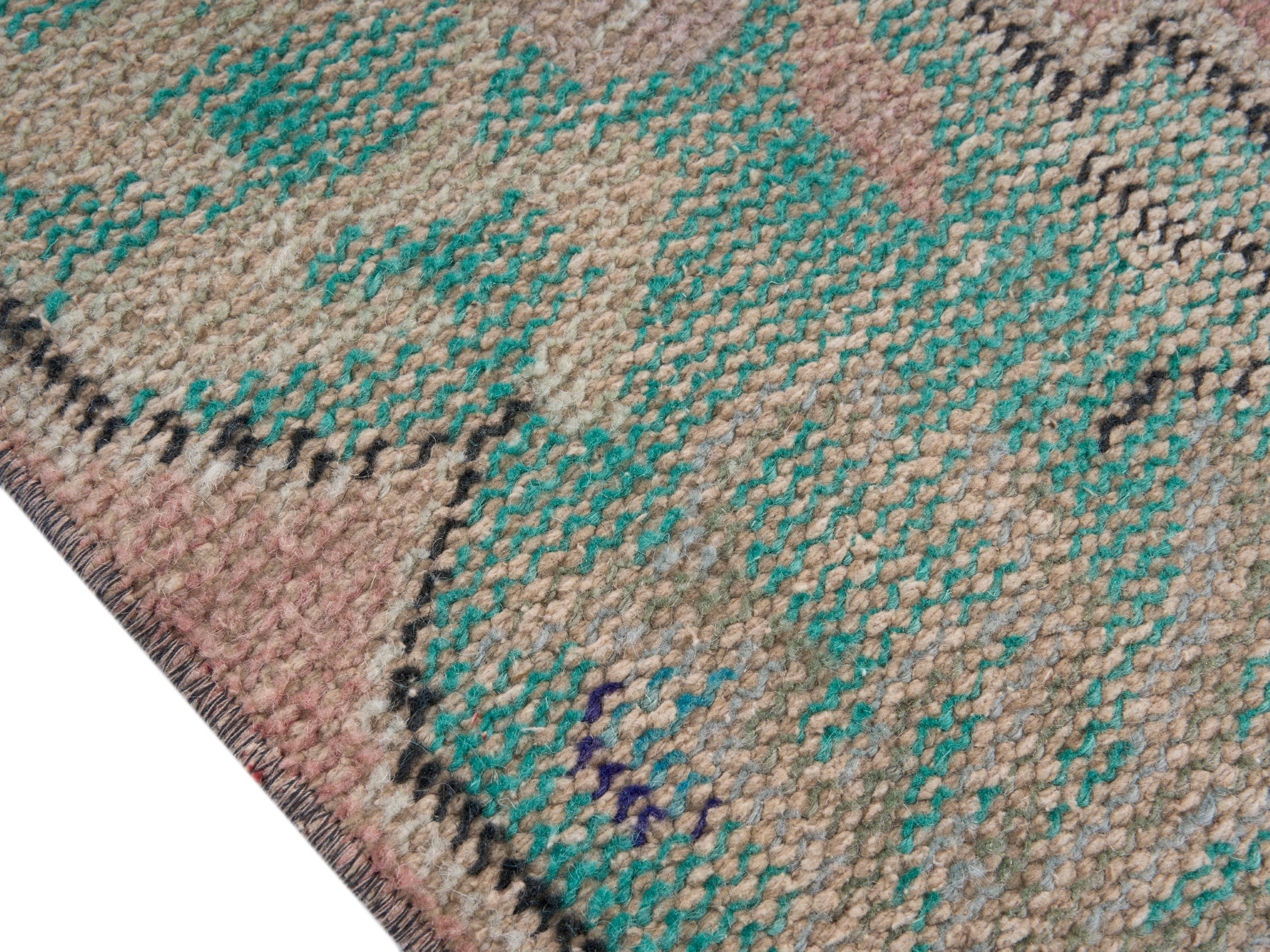 Turkish Manisa area rug in dusty rose and sage, view 6 of 10