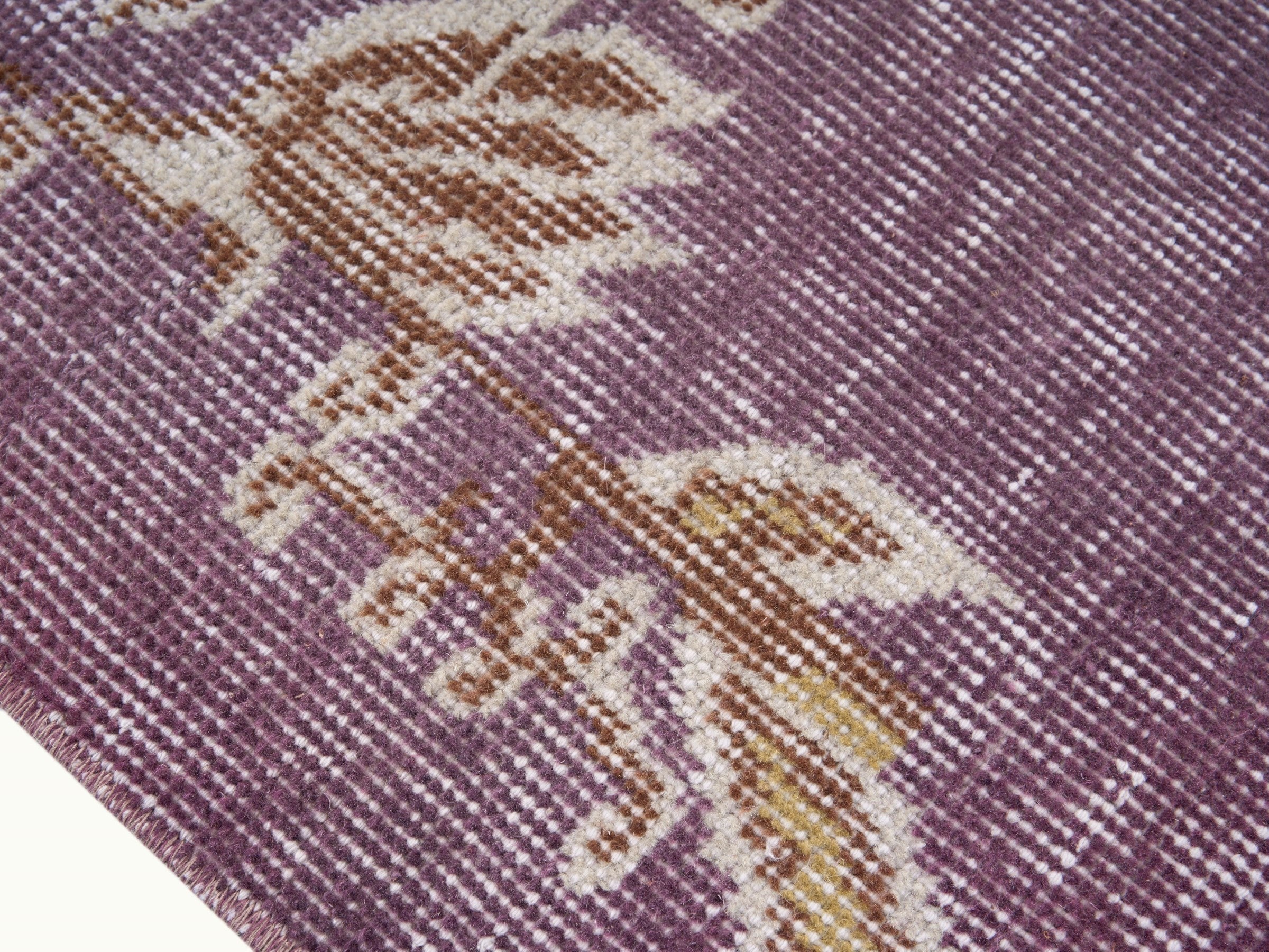 Turkish Isparta area rug in dusty rose and antique gold, view 6 of 10