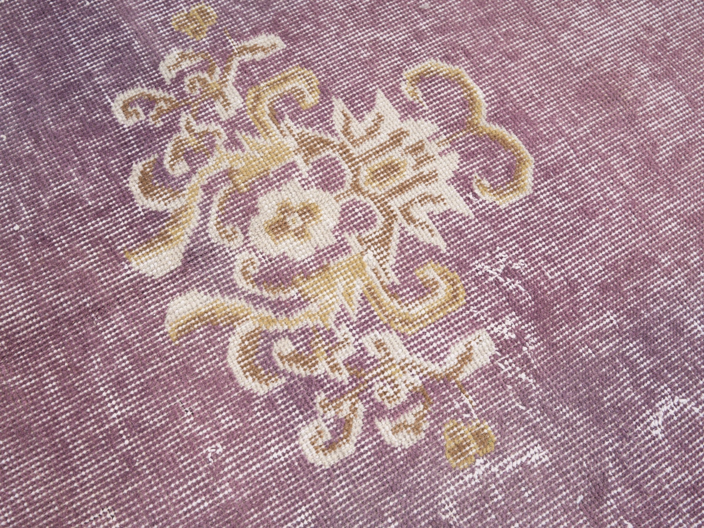 Turkish Isparta area rug in dusty rose and antique gold, view 7 of 10