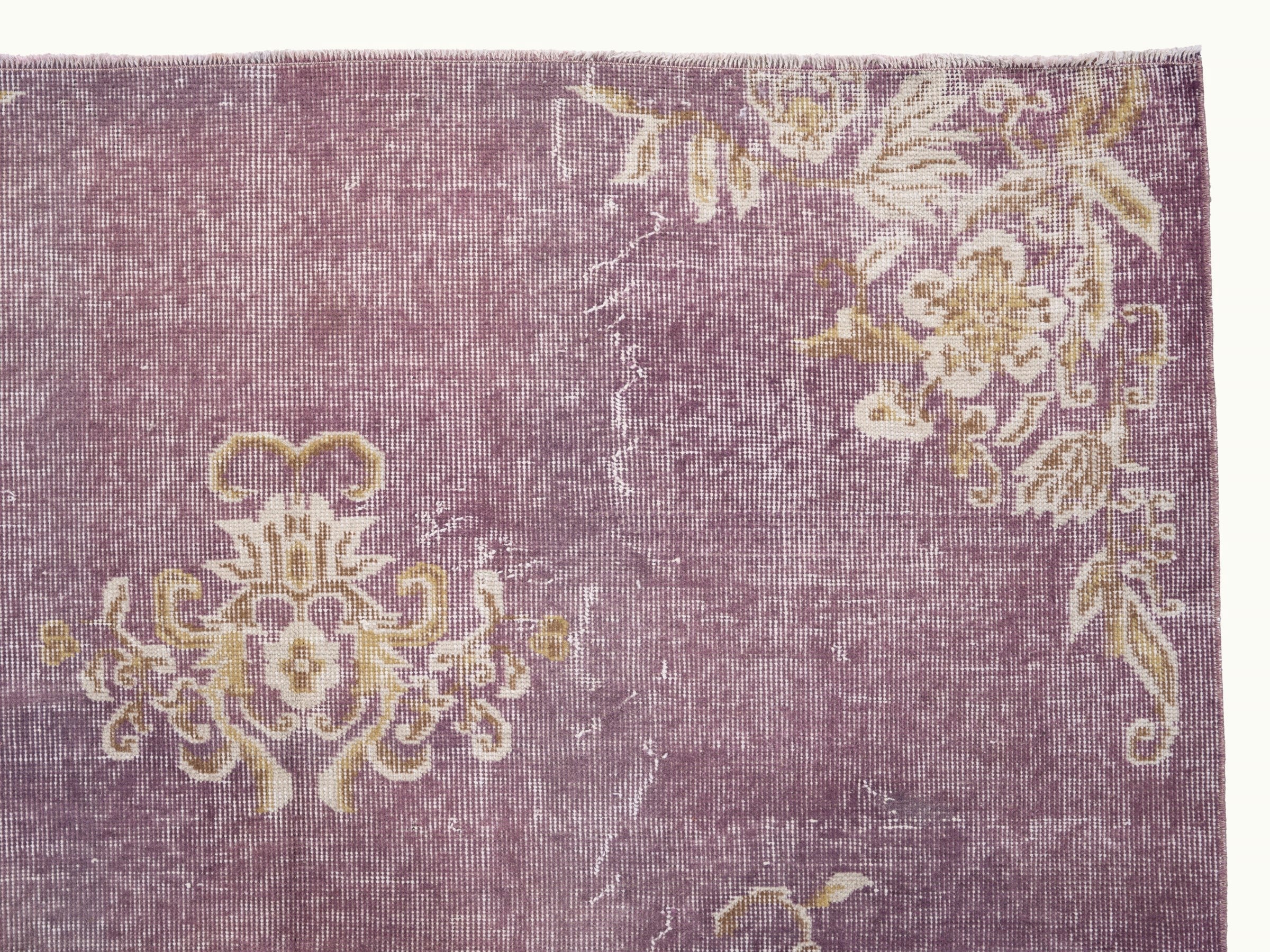 Turkish Isparta area rug in dusty rose and antique gold, view 8 of 10
