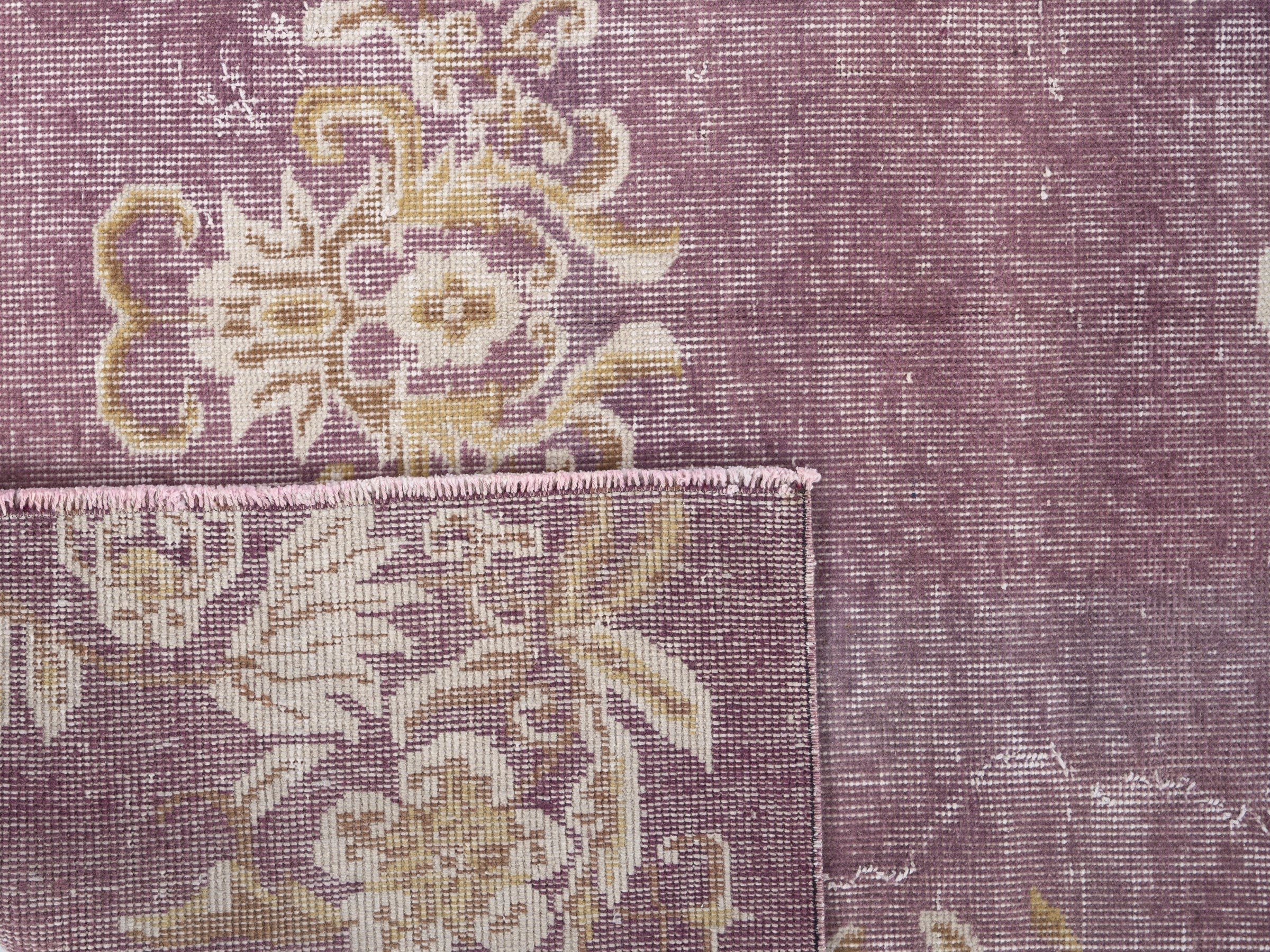 Turkish Isparta area rug in dusty rose and antique gold, view 10 of 10