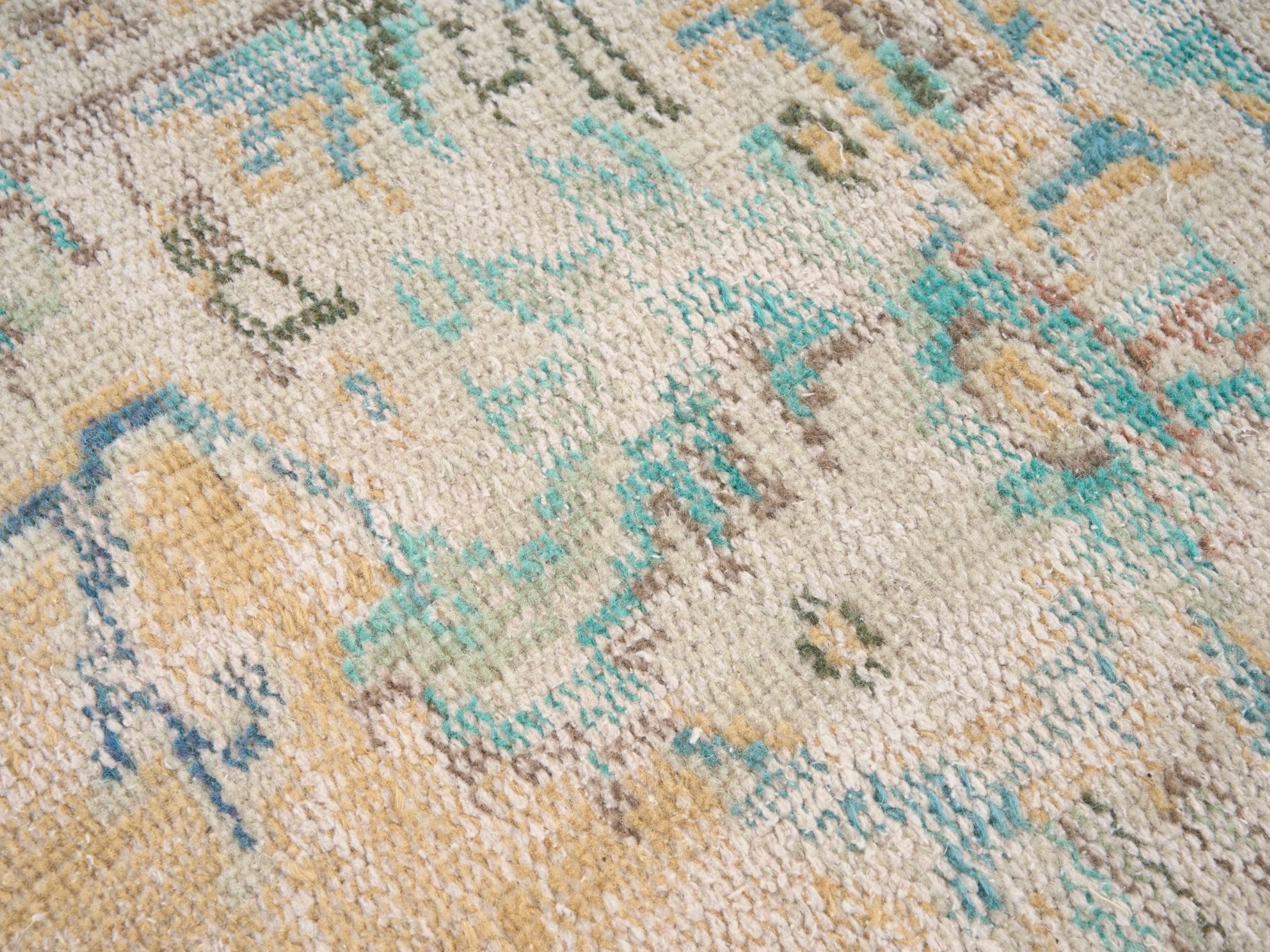 Turkish Manisa area rug in cream and powder blue, view 7 of 10