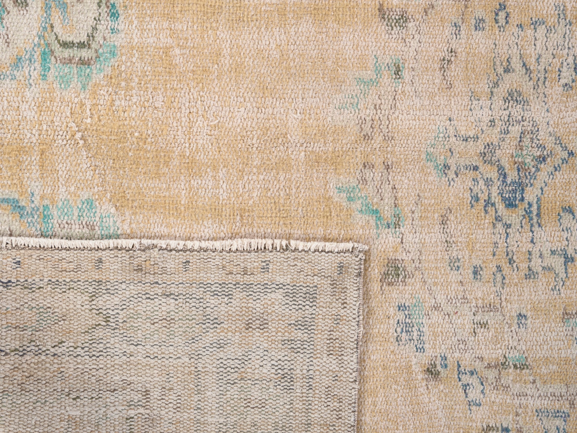 Turkish Manisa area rug in cream and powder blue, view 10 of 10