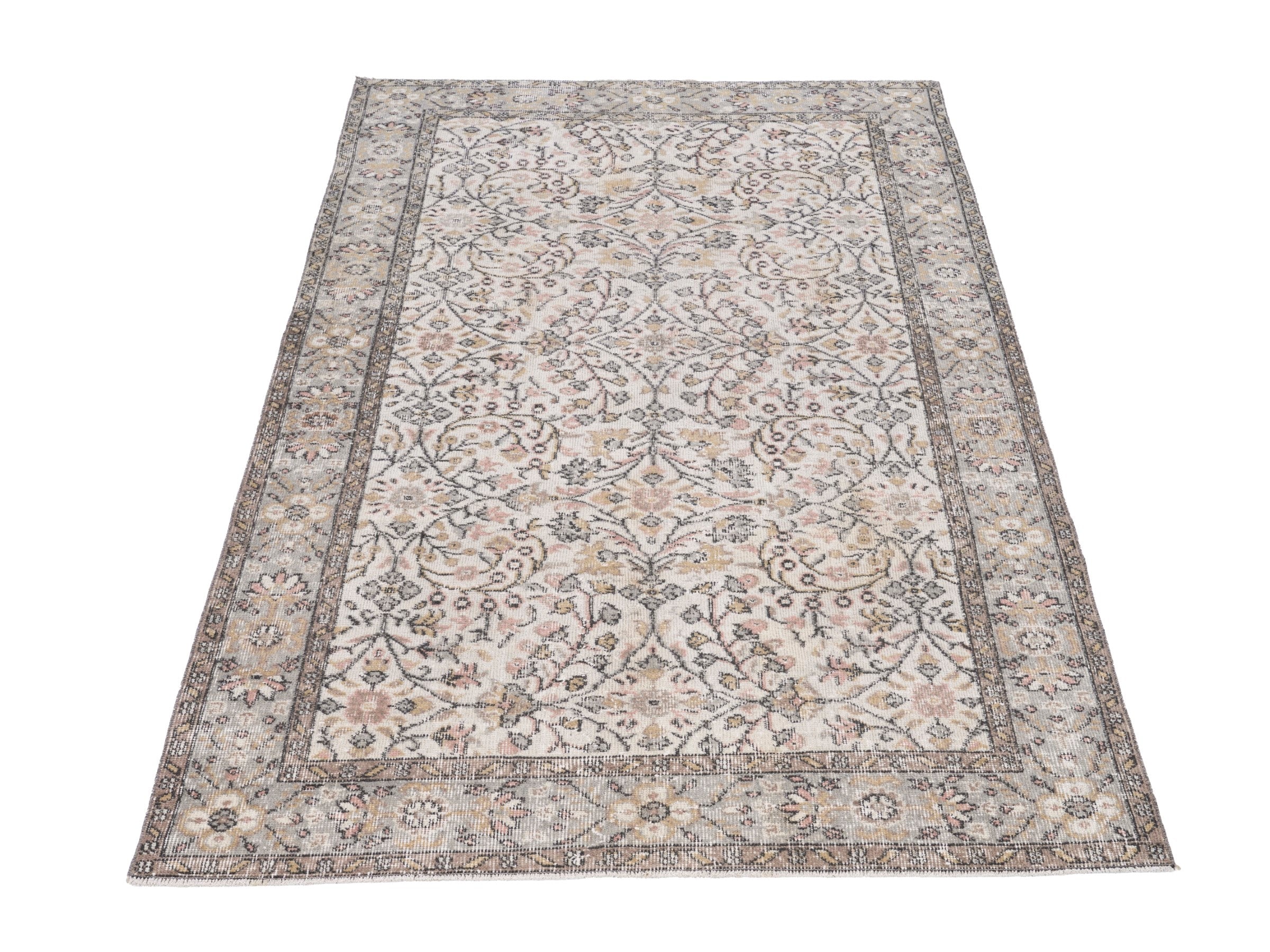 Turkish Isparta area rug in cream and tan, view 2 of 10