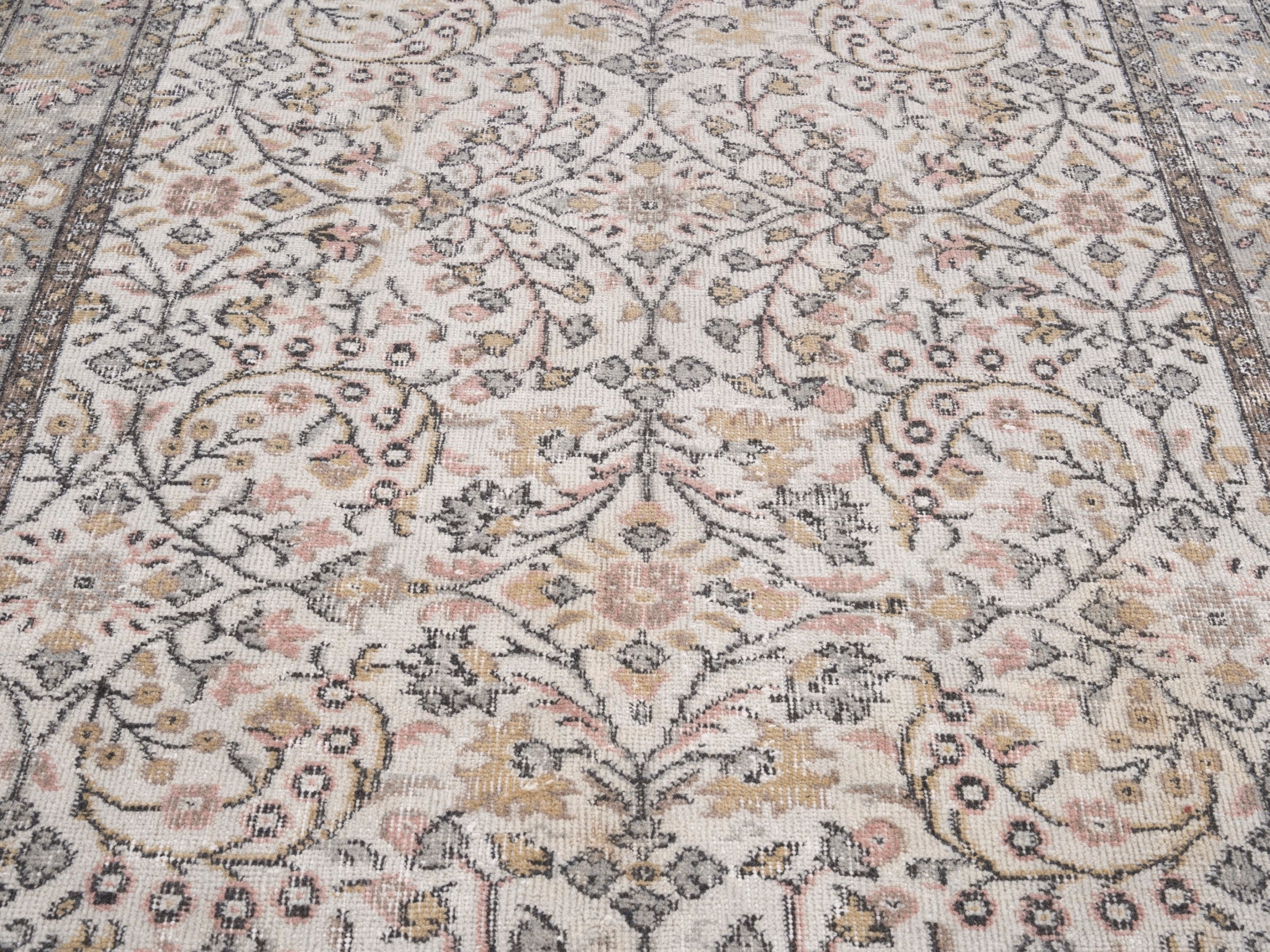 Turkish Isparta area rug in cream and tan, view 4 of 10