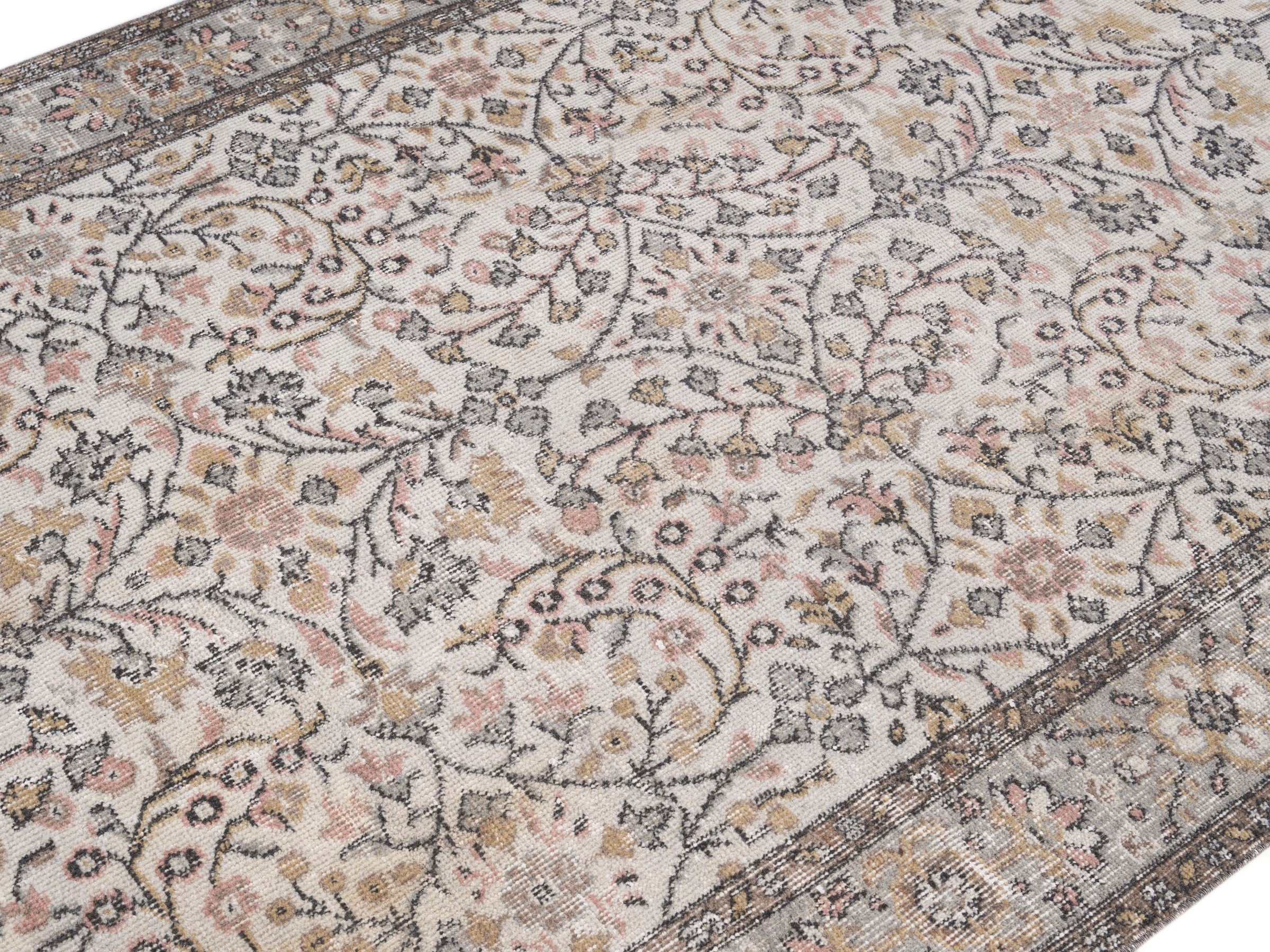 Turkish Isparta area rug in cream and tan, view 5 of 10