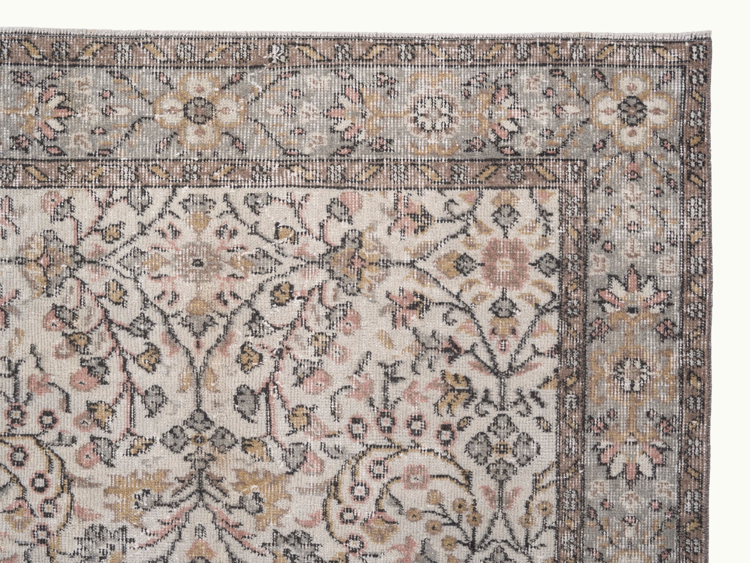 Turkish Isparta area rug in cream and tan, view 8 of 10