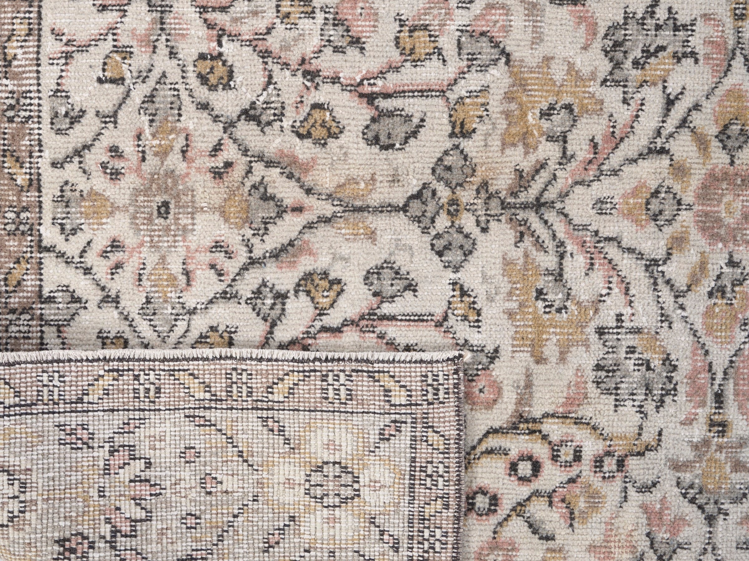 Turkish Isparta area rug in cream and tan, view 10 of 10
