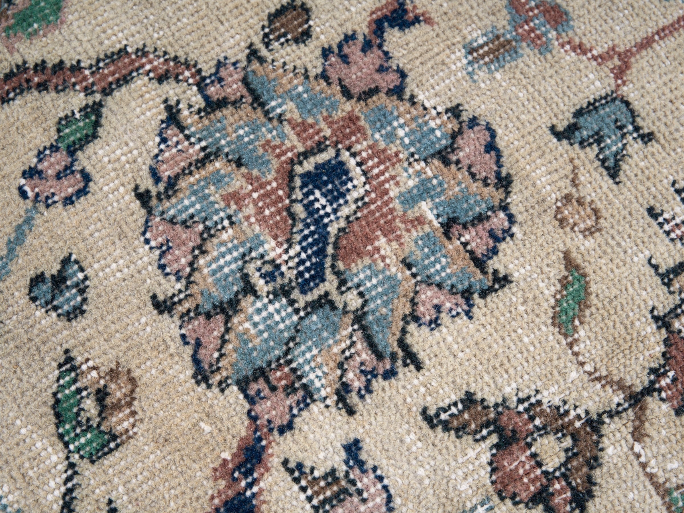 Turkish Isparta area rug in ivory and rose, view 7 of 10