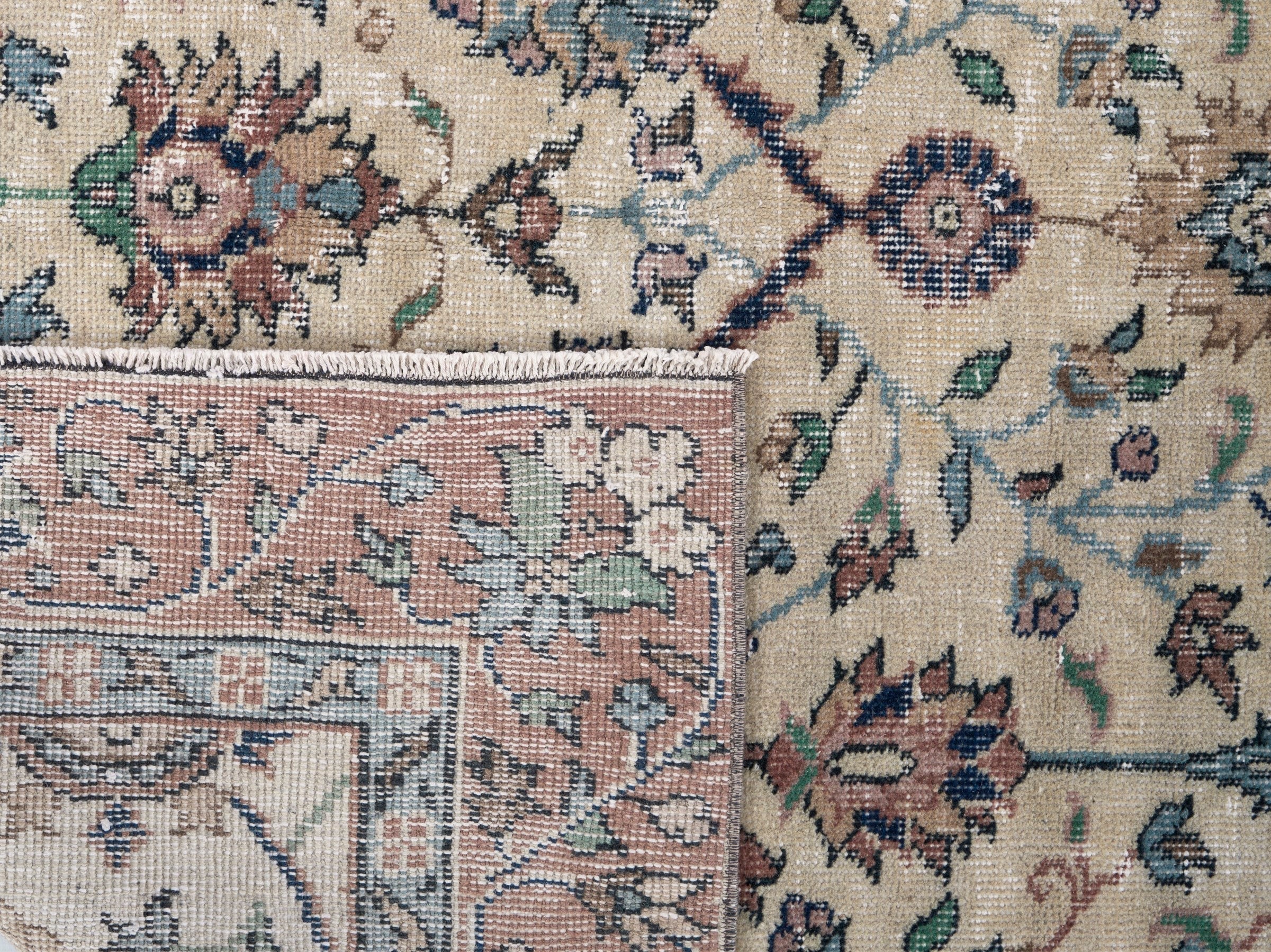 Turkish Isparta area rug in ivory and rose, view 10 of 10