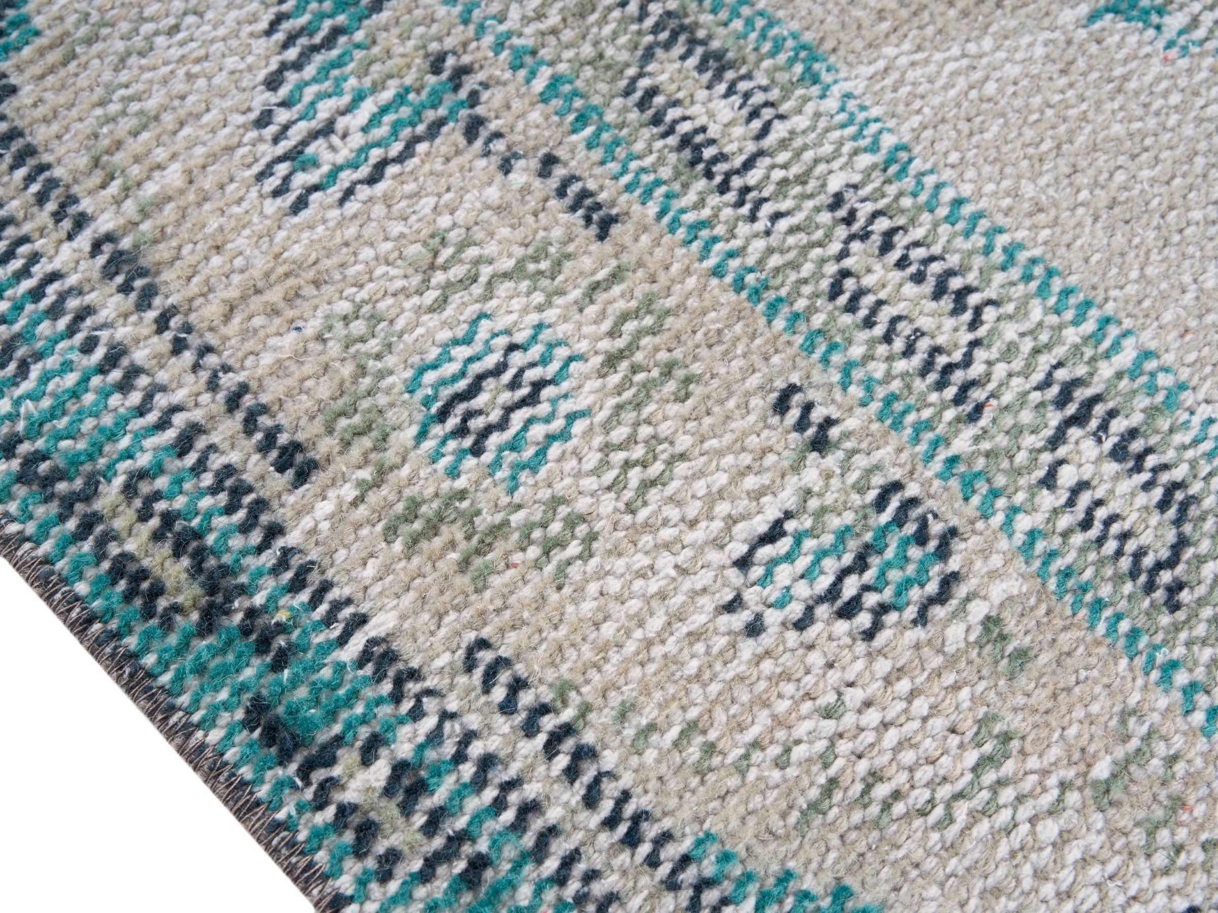 Turkish Manisa area rug in cream and powder blue, view 5 of 10