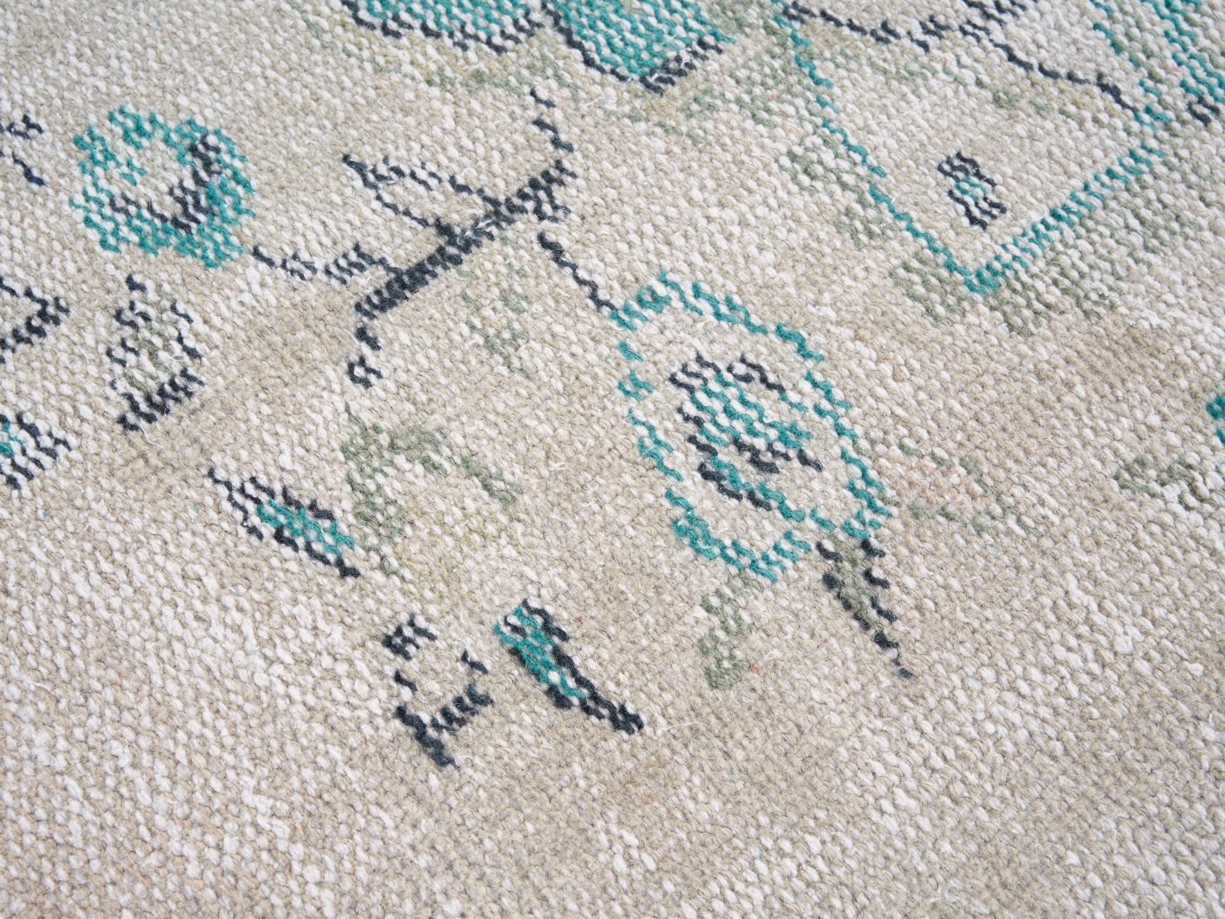 Turkish Manisa area rug in cream and powder blue, view 6 of 10