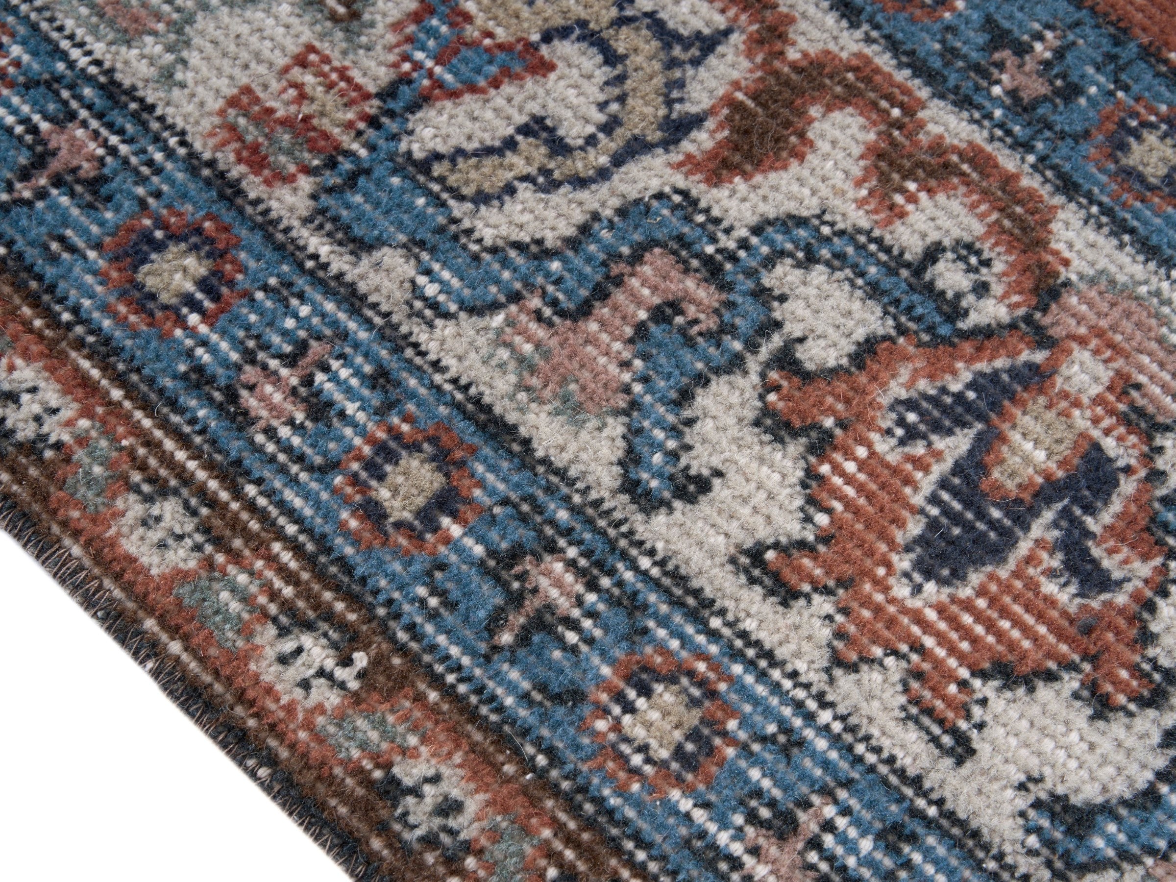 Turkish Isparta area rug in rust and cream, view 6 of 10