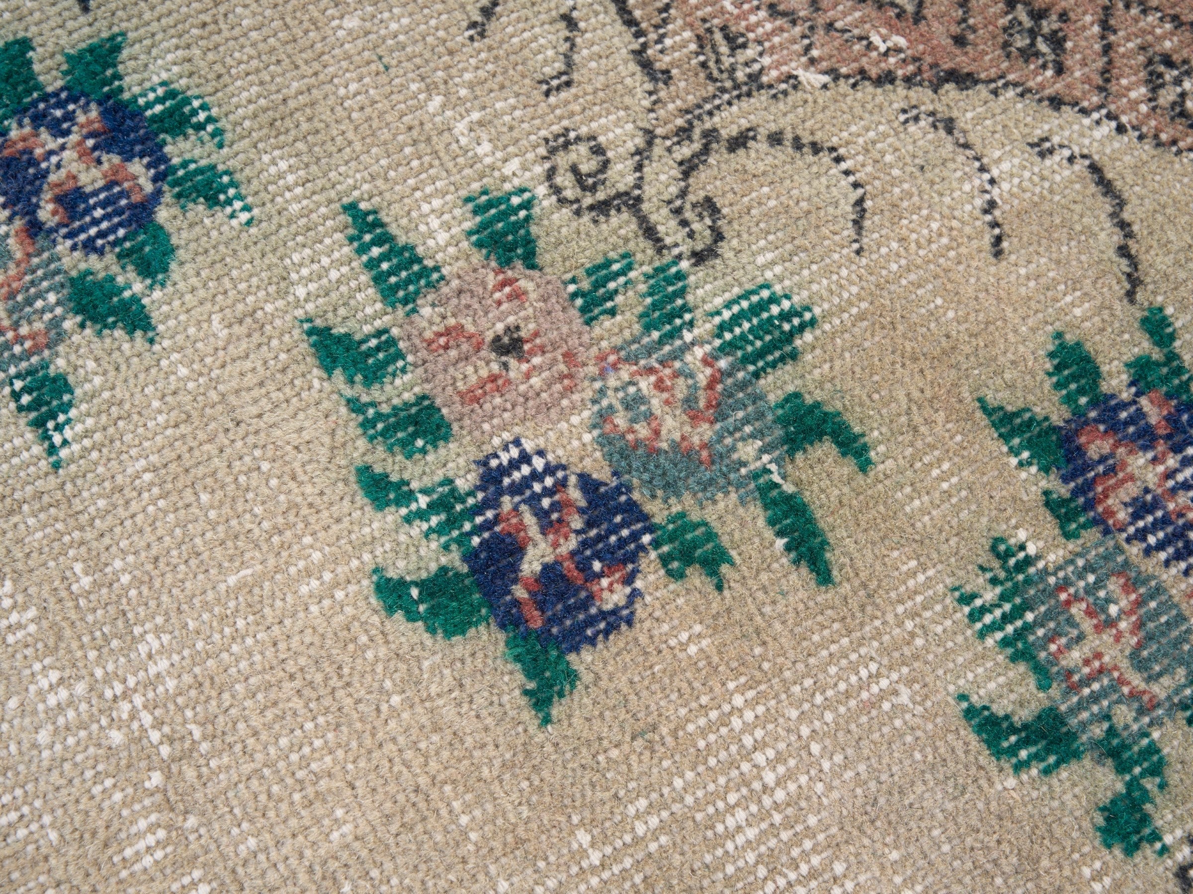 Turkish Isparta area rug in cream and rose, view 7 of 10