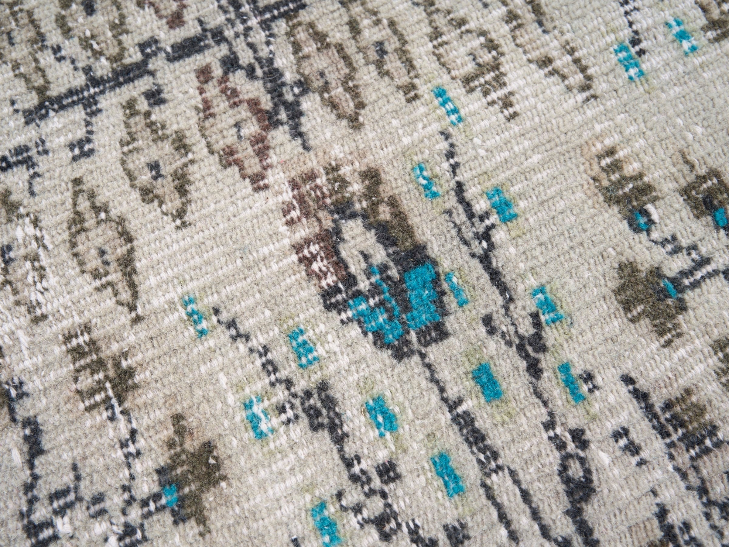 Turkish Manisa area rug in cream and sky, view 7 of 10