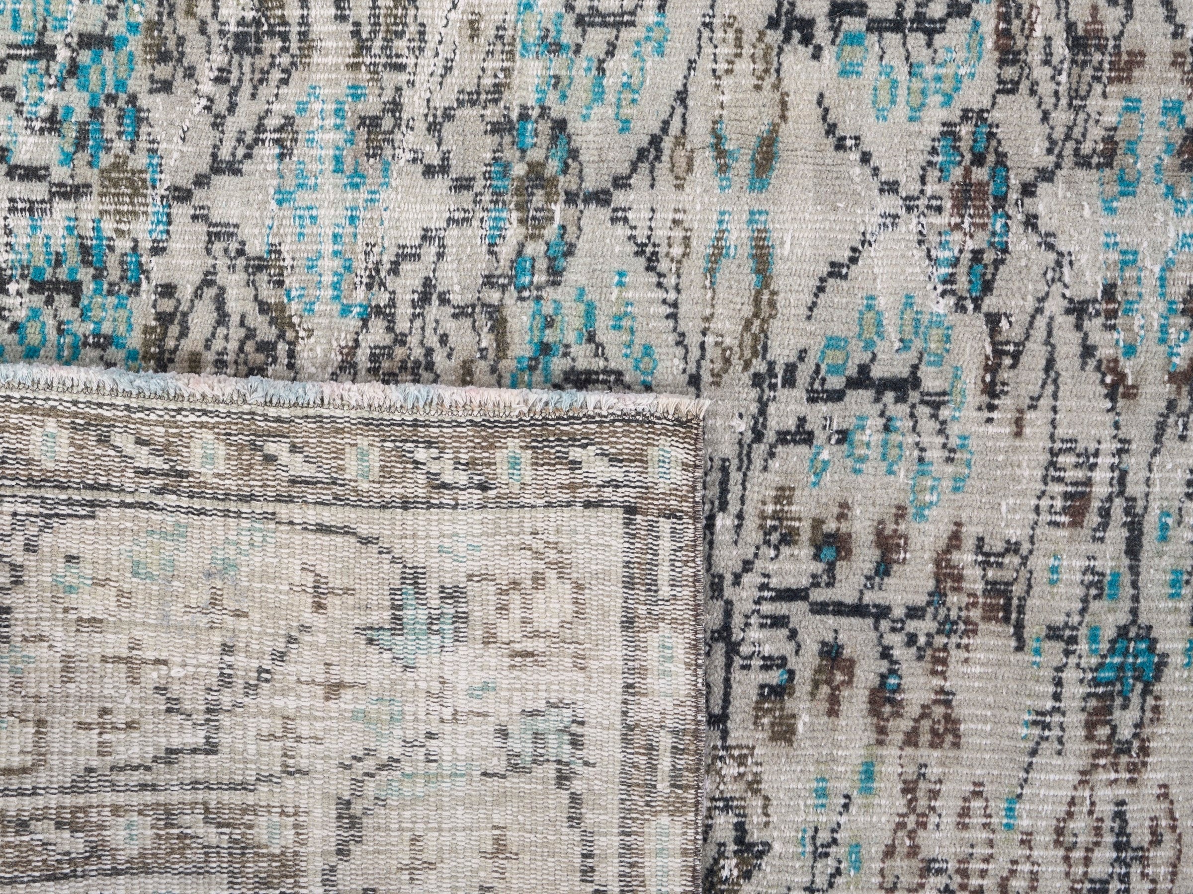 Turkish Manisa area rug in cream and sky, view 10 of 10