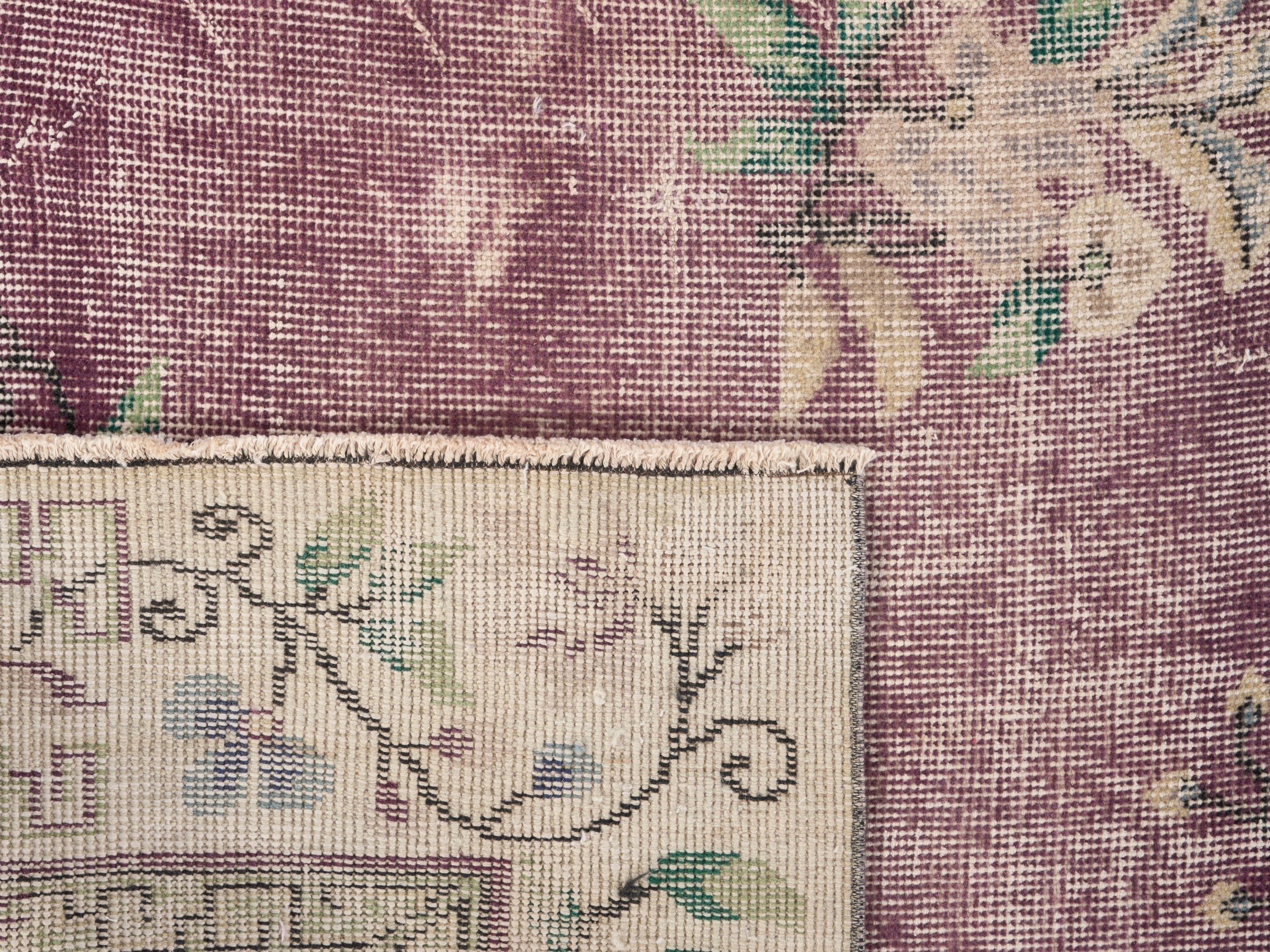 Turkish Isparta area rug in faded red and cream, view 10 of 10