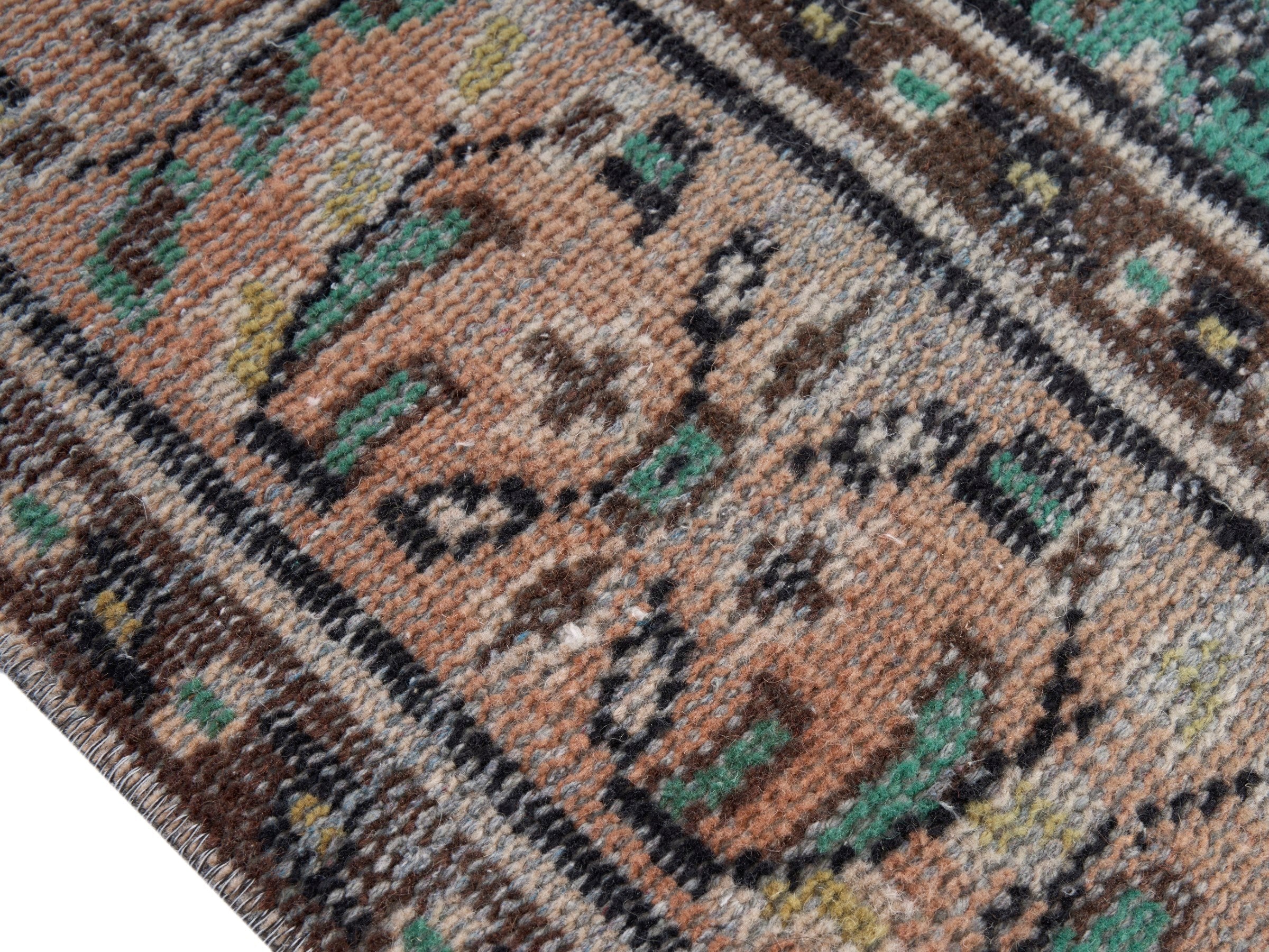 Turkish Manisa area rug in celadon and muted pink, view 6 of 10