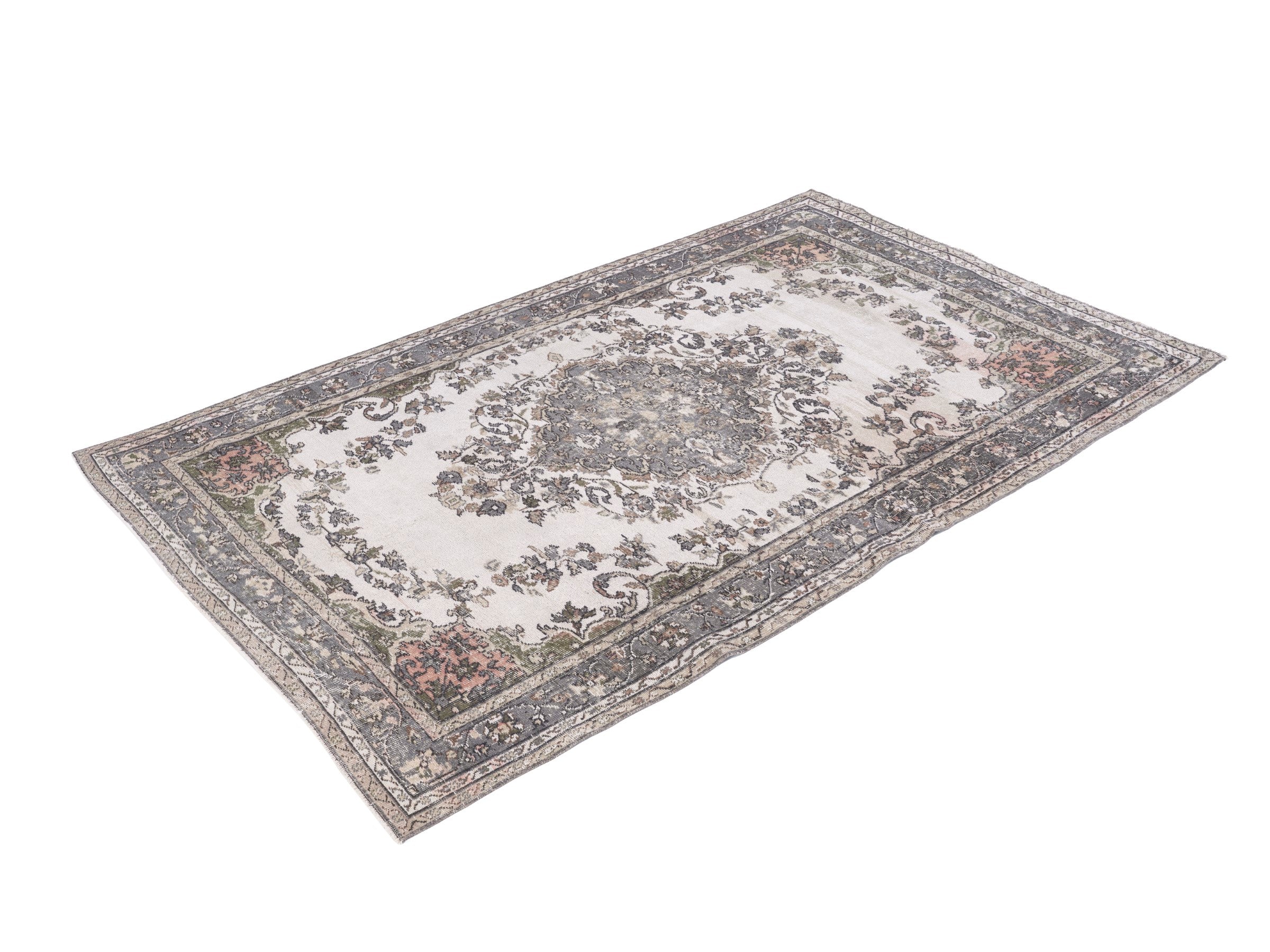 Turkish Isparta area rug in cream and greige, view 3 of 10