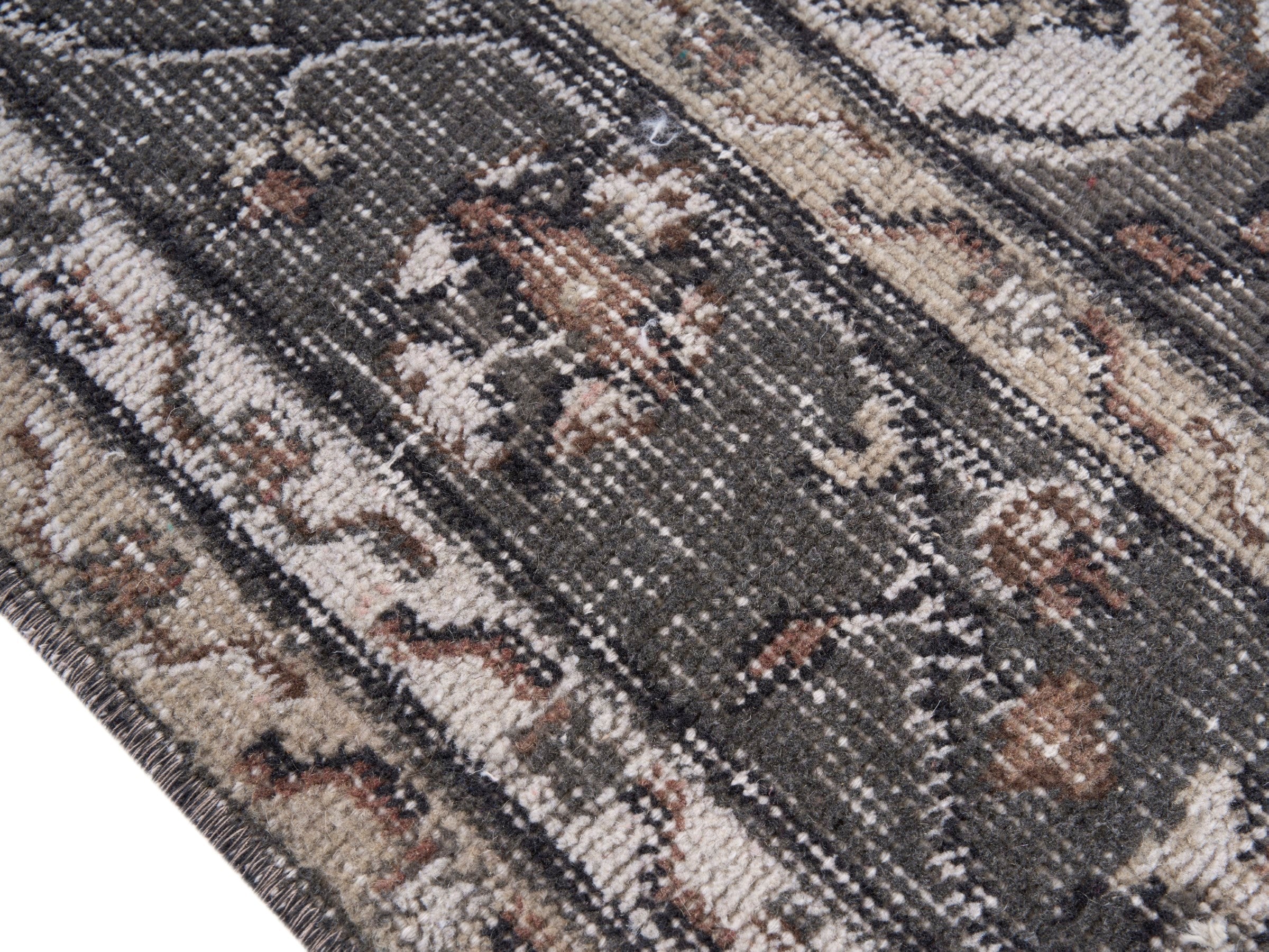 Turkish Isparta area rug in cream and greige, view 6 of 10