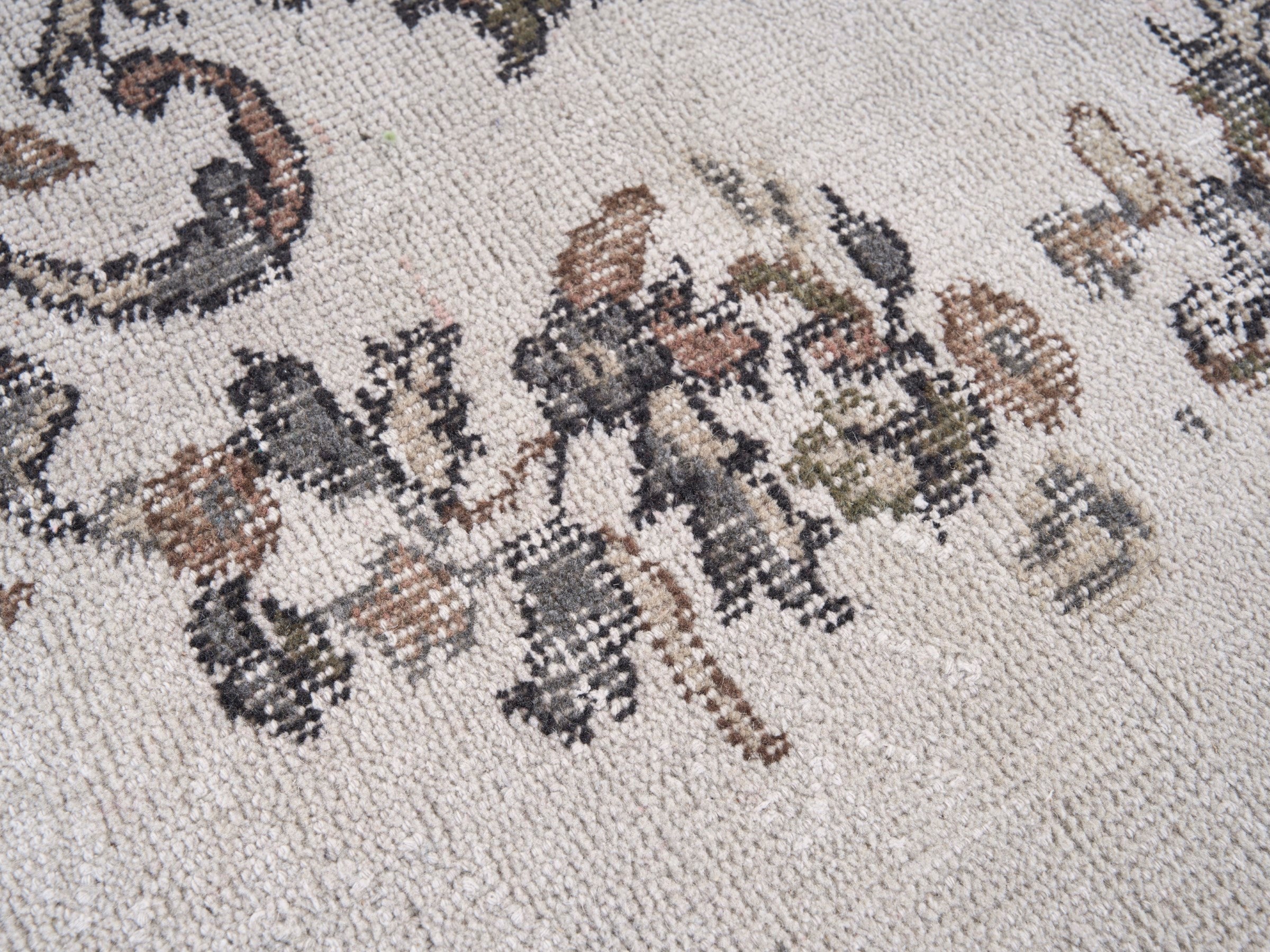 Turkish Isparta area rug in cream and greige, view 7 of 10