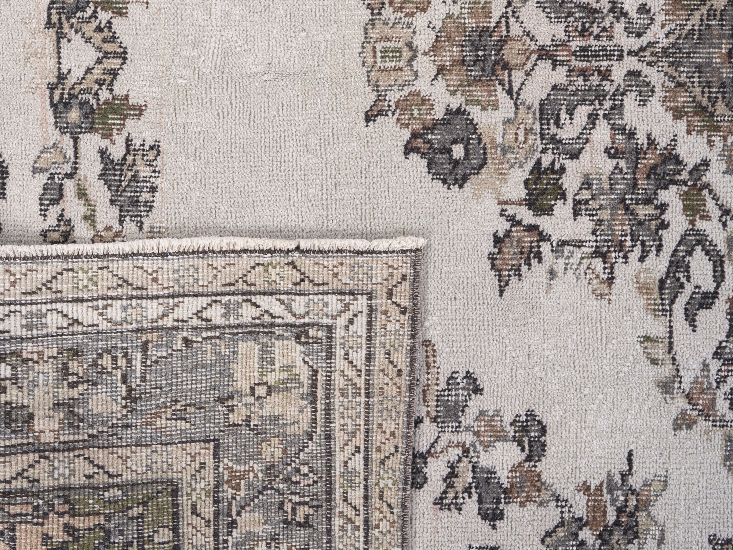 Turkish Isparta area rug in cream and greige, view 10 of 10
