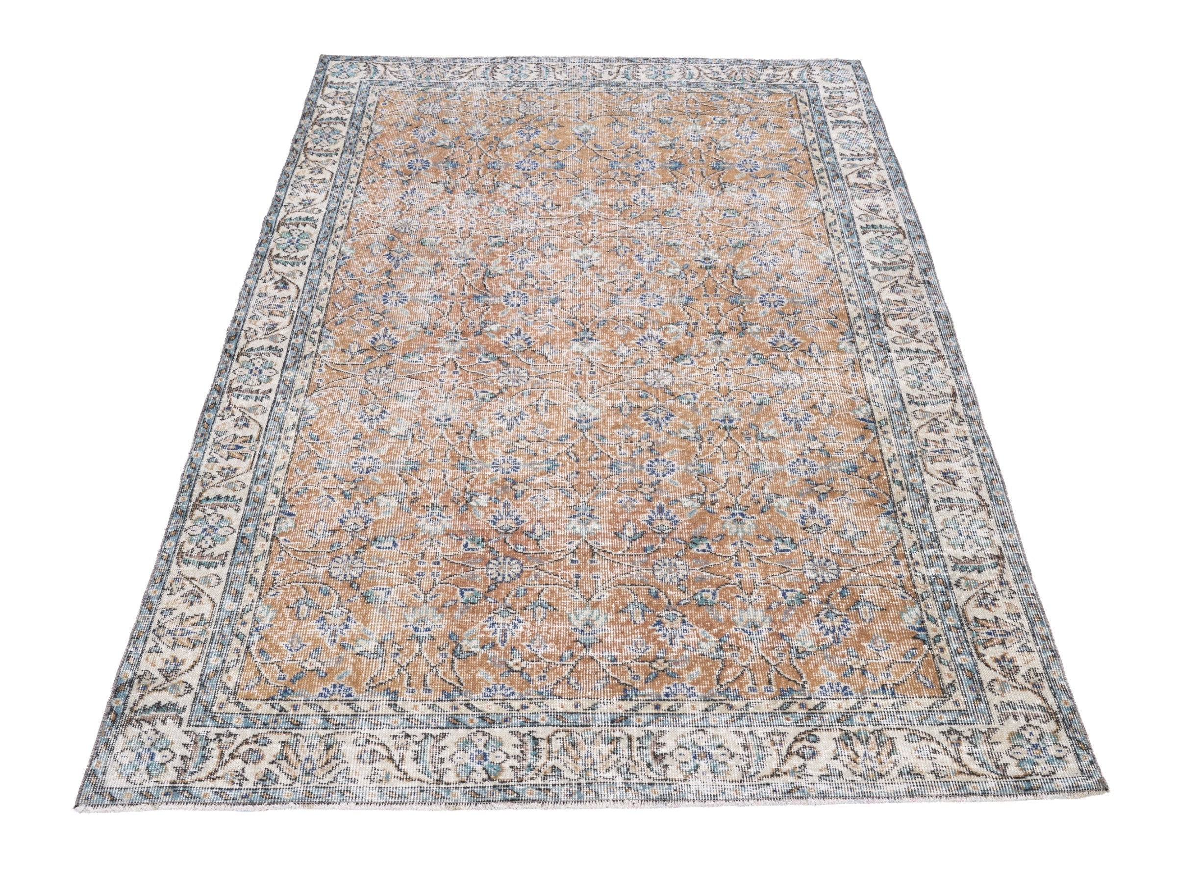 Turkish Isparta area rug in terracotta and cream, view 2 of 10