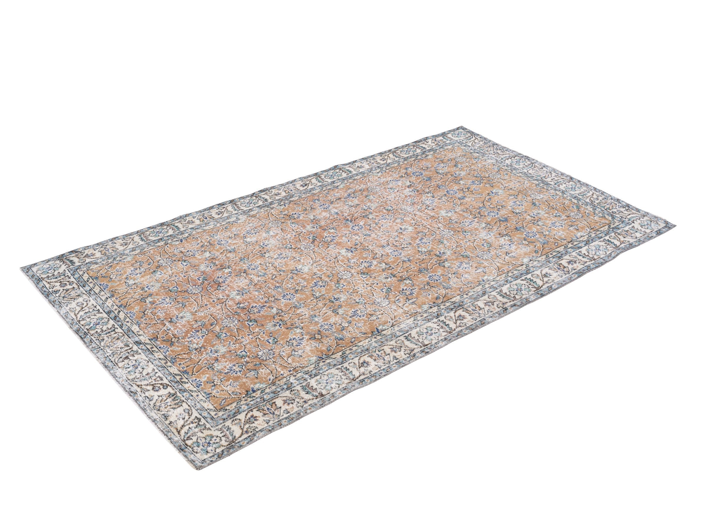 Turkish Isparta area rug in terracotta and cream, view 3 of 10