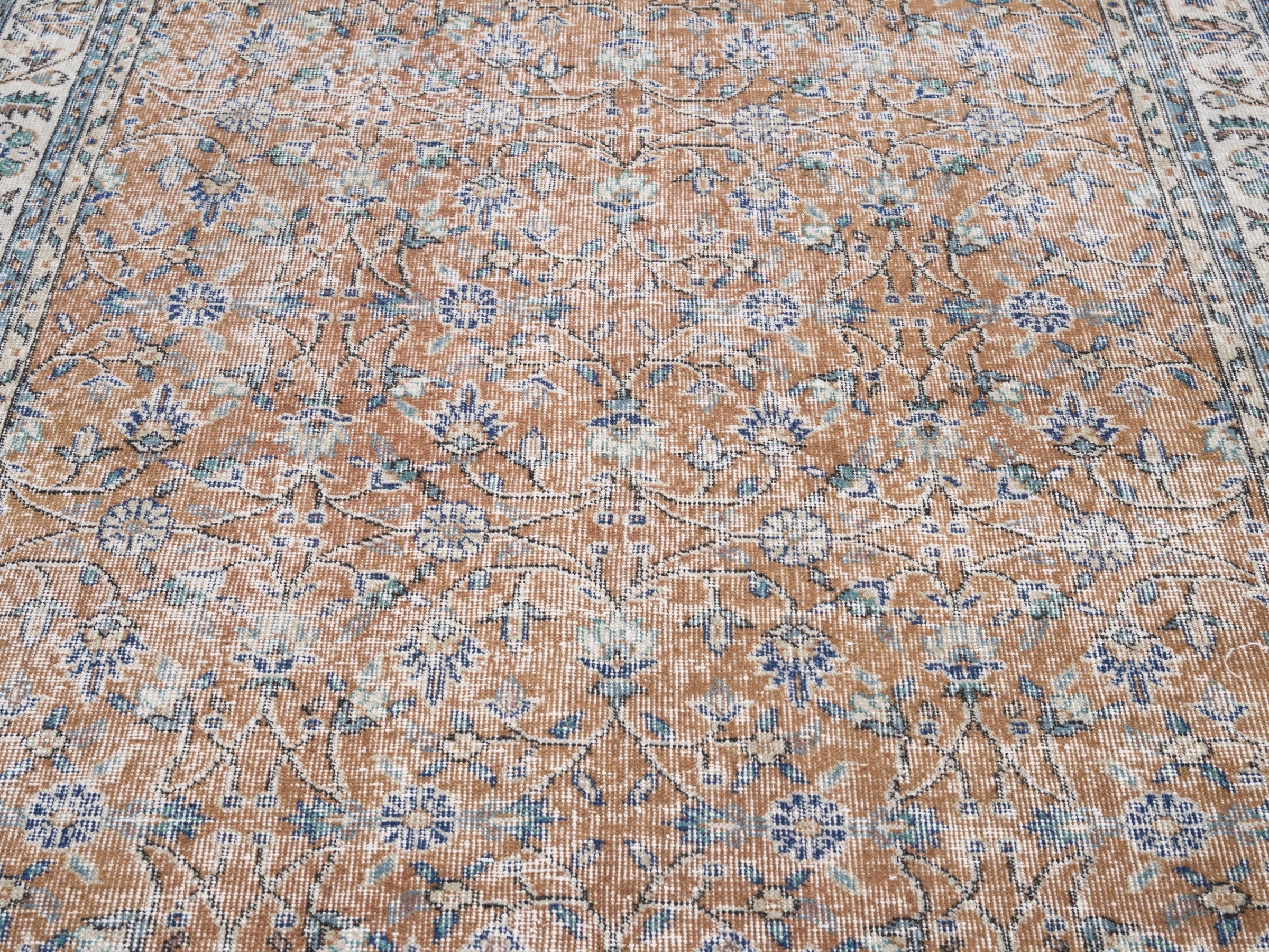 Turkish Isparta area rug in terracotta and cream, view 4 of 10