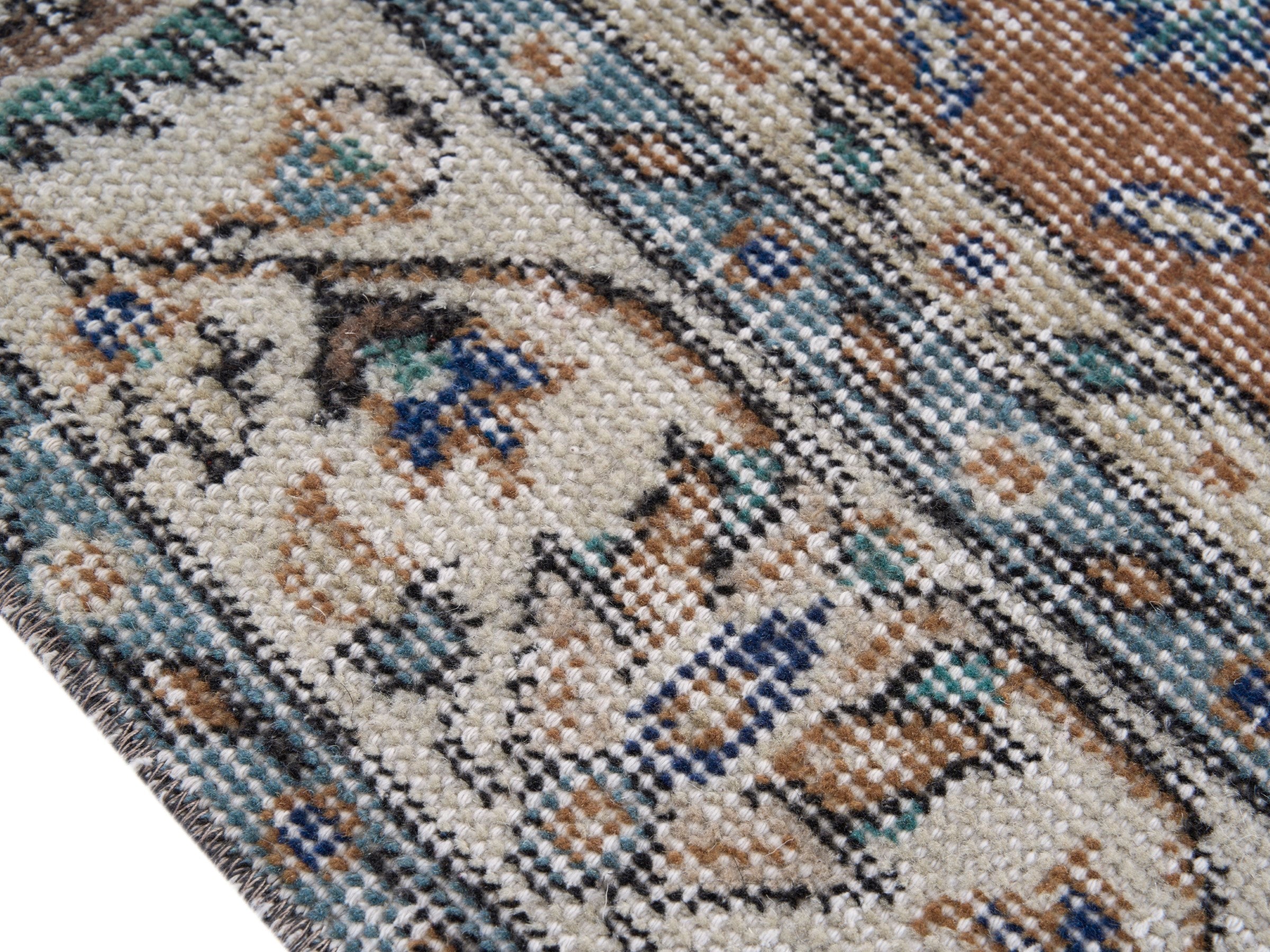 Turkish Isparta area rug in terracotta and cream, view 6 of 10