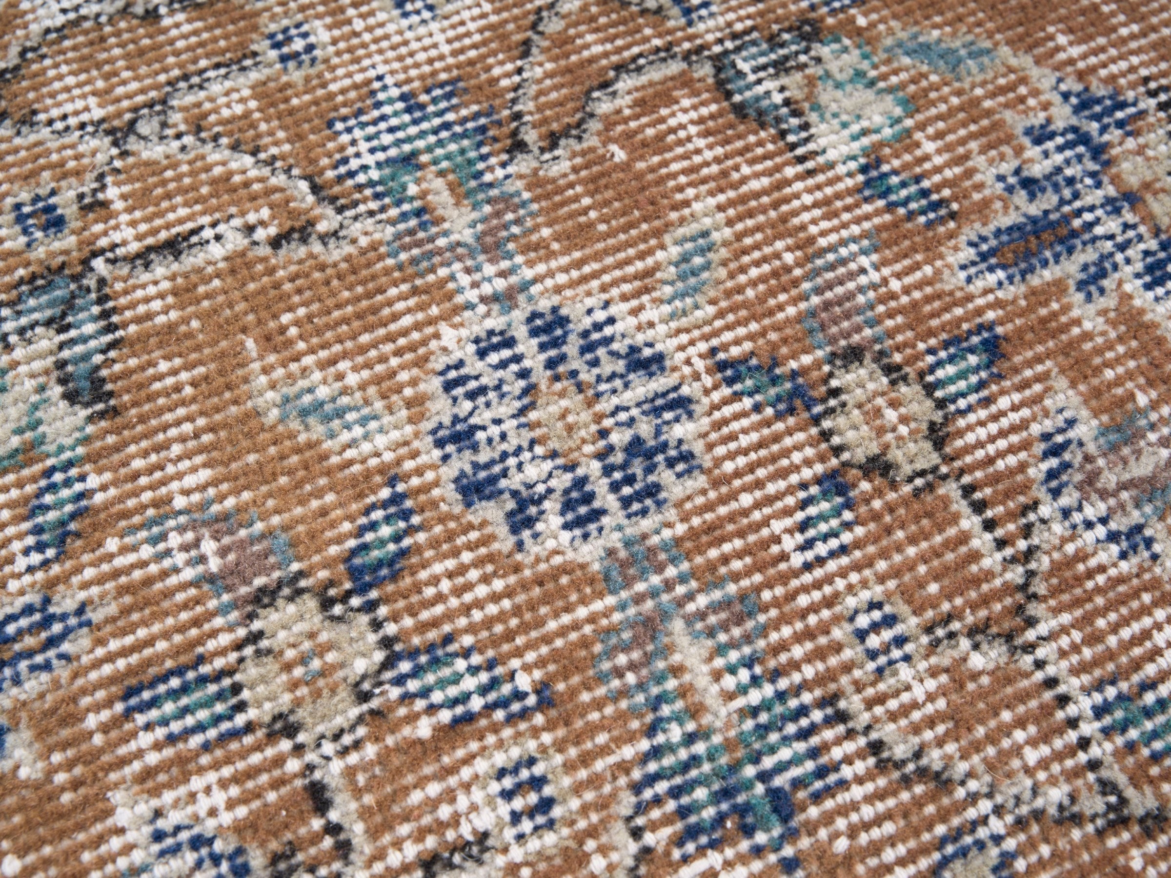Turkish Isparta area rug in terracotta and cream, view 7 of 10