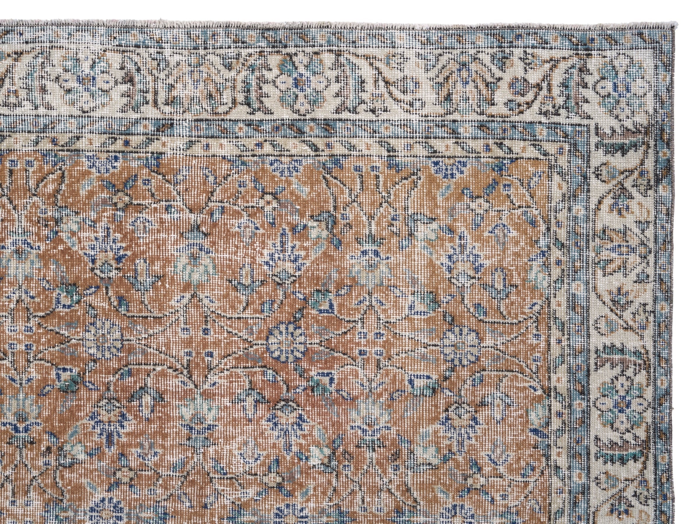 Turkish Isparta area rug in terracotta and cream, view 8 of 10