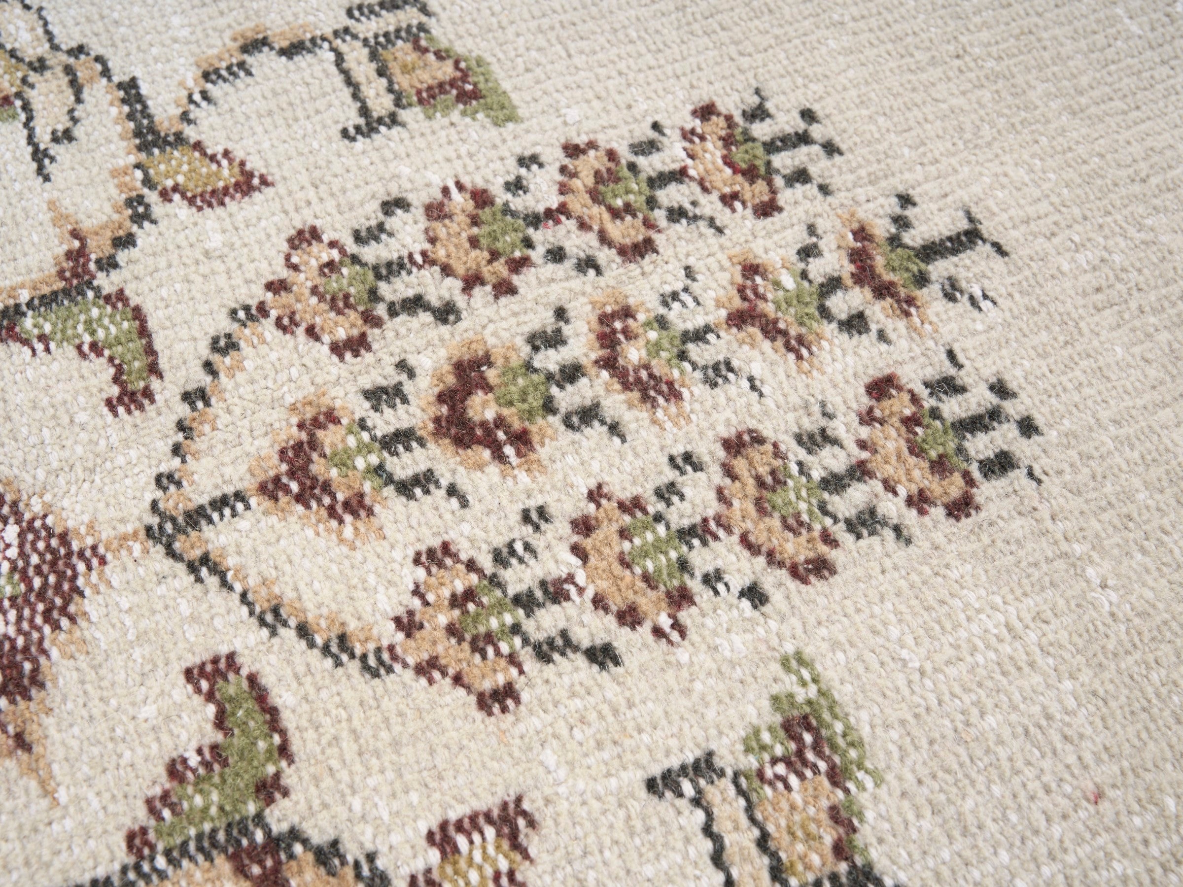 Turkish Manisa area rug in cream and tan, view 7 of 10