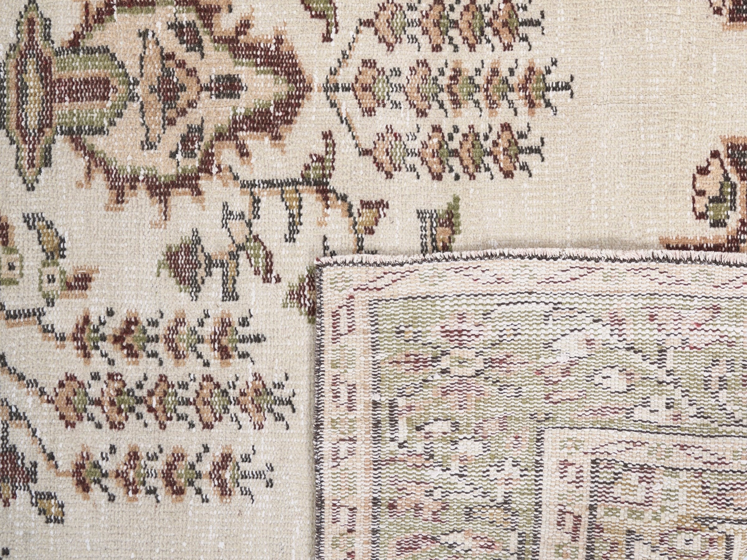 Turkish Manisa area rug in cream and tan, view 10 of 10