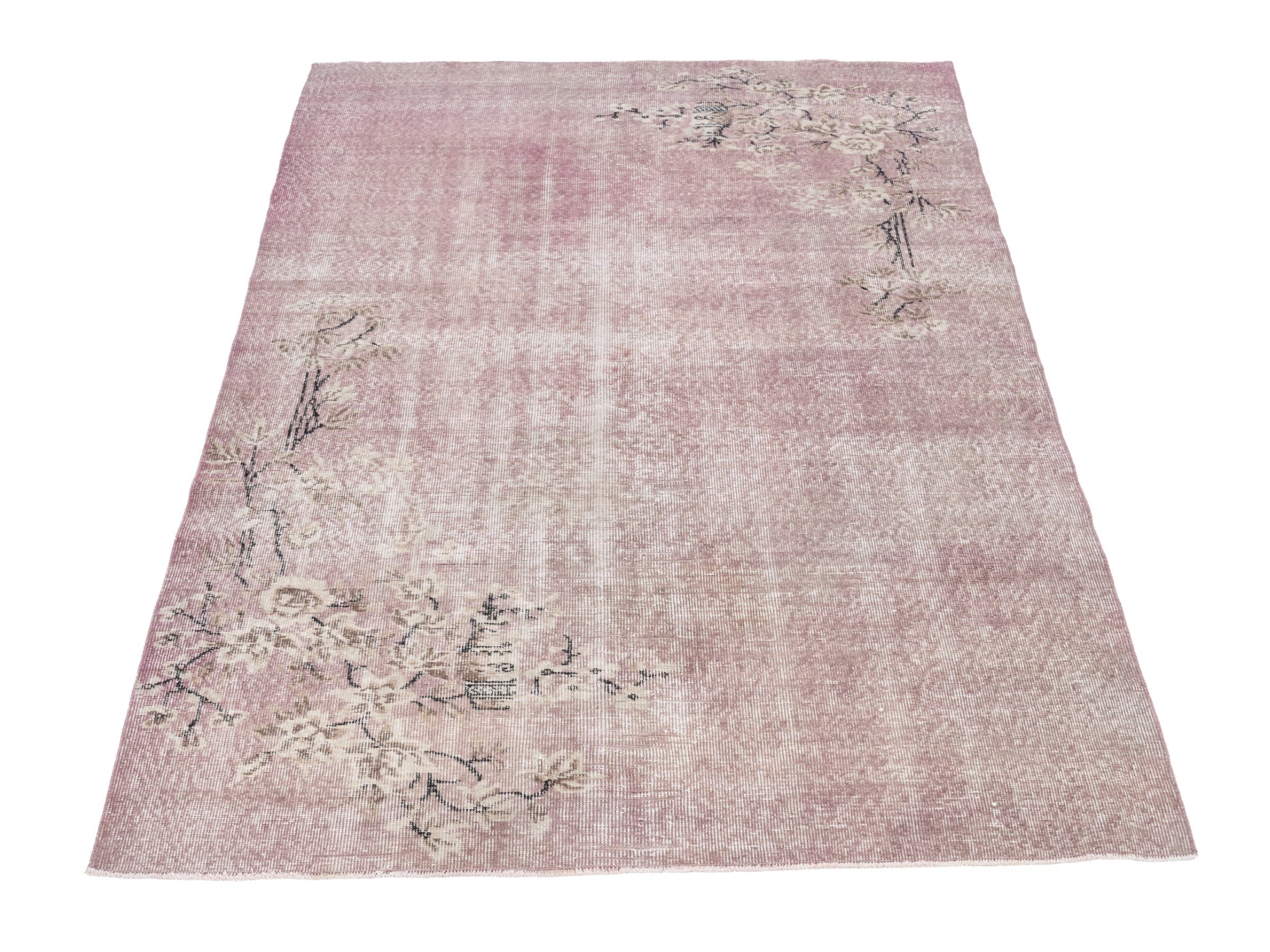 Turkish Isparta area rug in muted pink and taupe, view 2 of 10